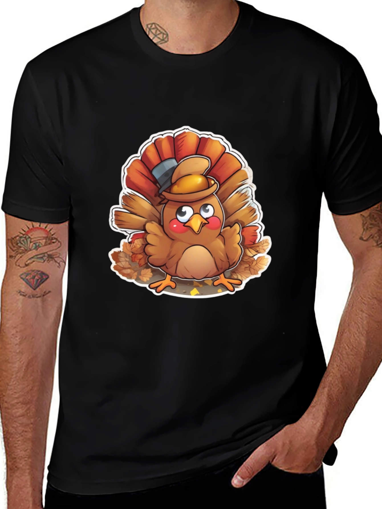 Thanksgiving Turkey Cartoon Graphic T-Shirt