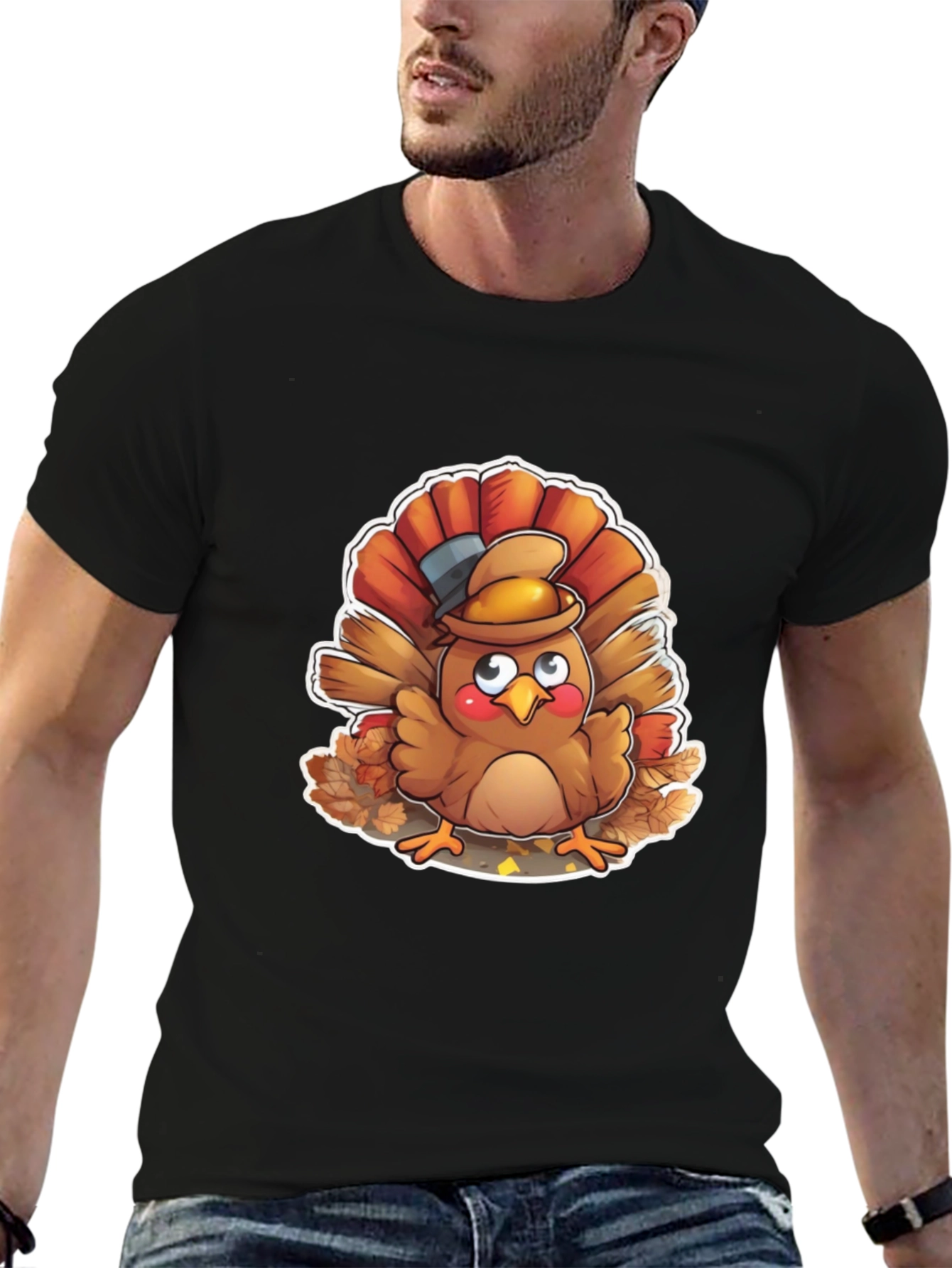 Thanksgiving Turkey Cartoon Graphic T-Shirt