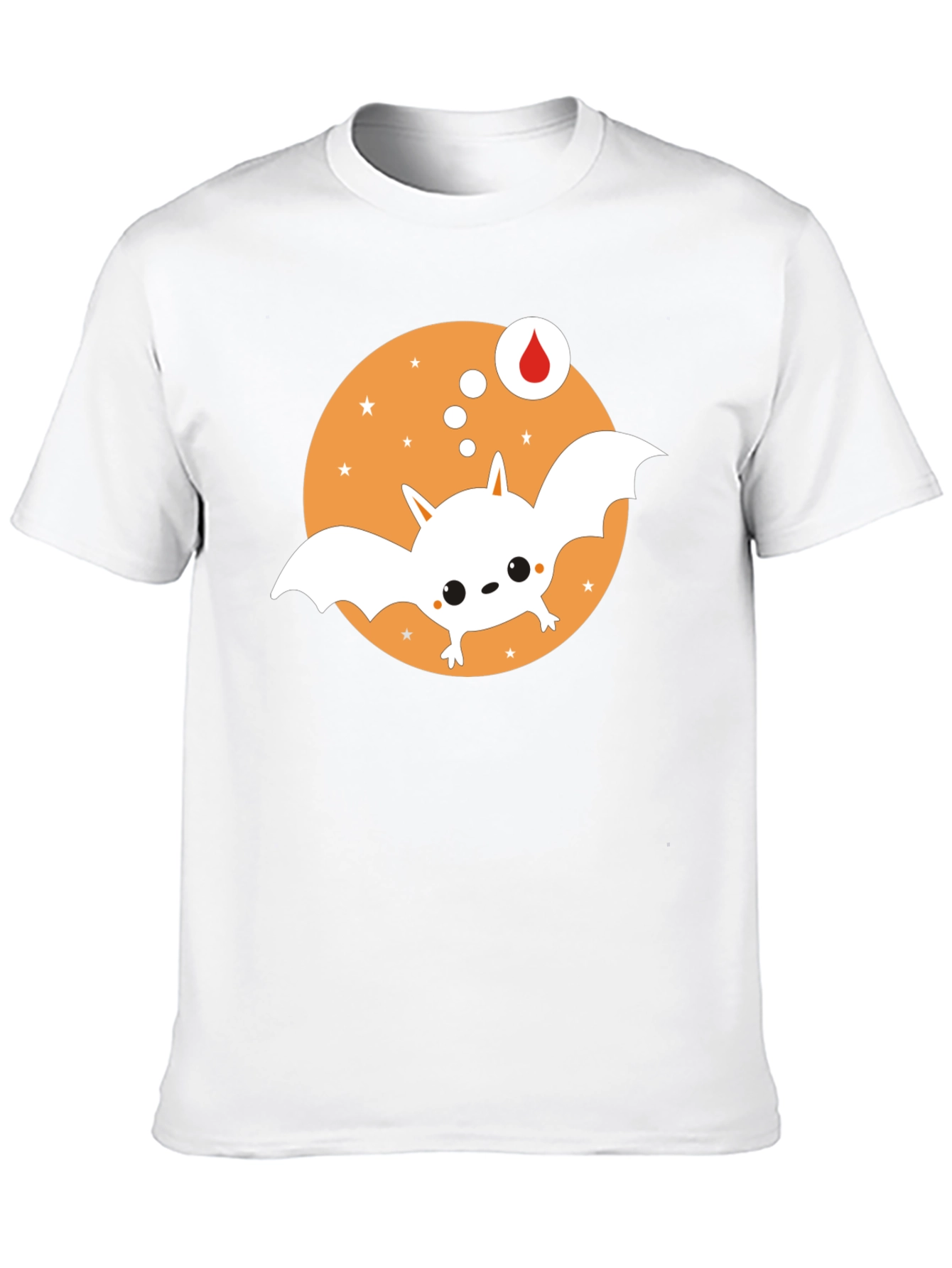 Cute Cartoon Bat Graphic Tee - Black Cotton T-Shirt