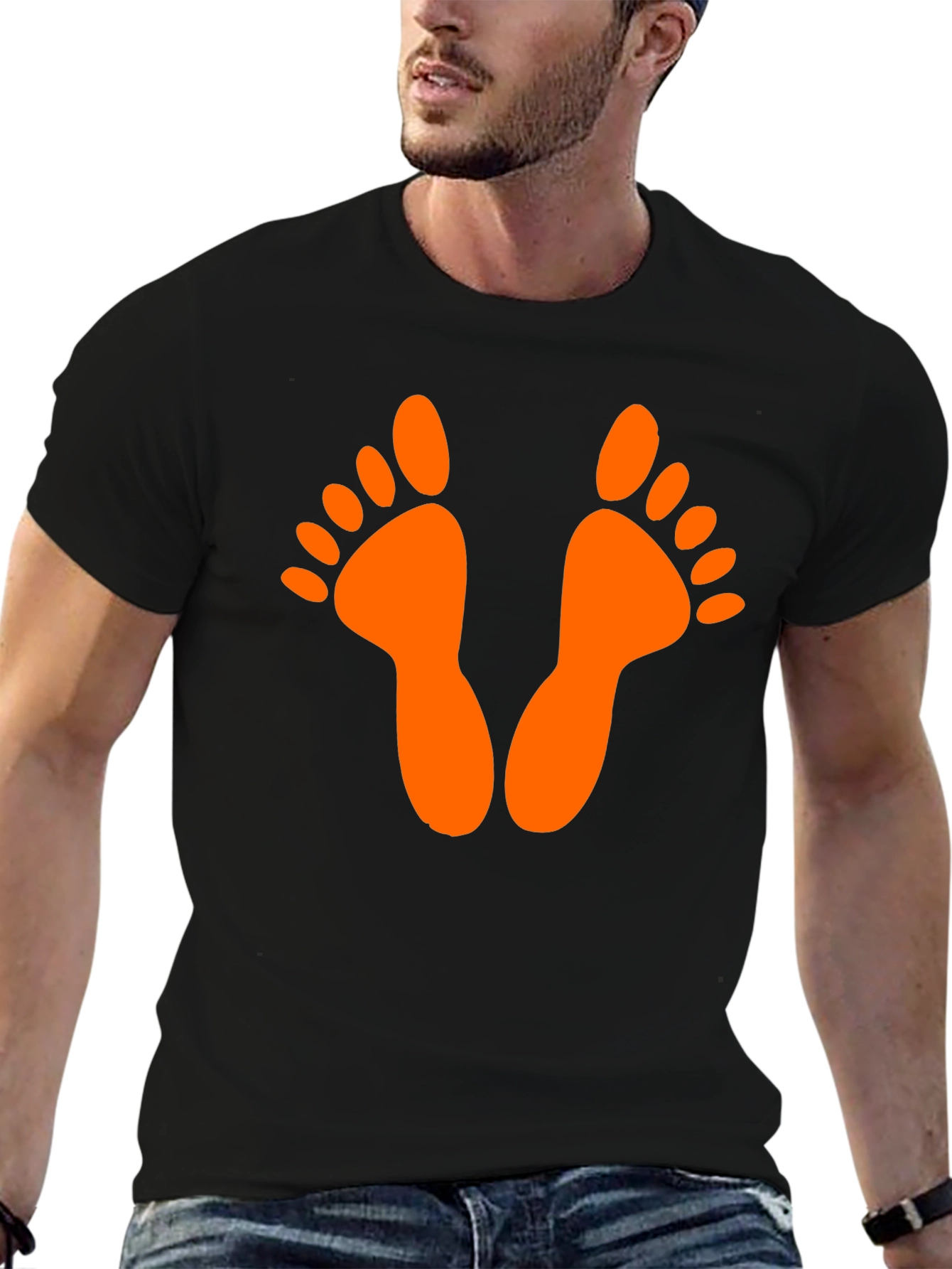 Fun Feet Graphic Tee - Black Cotton T-Shirt
