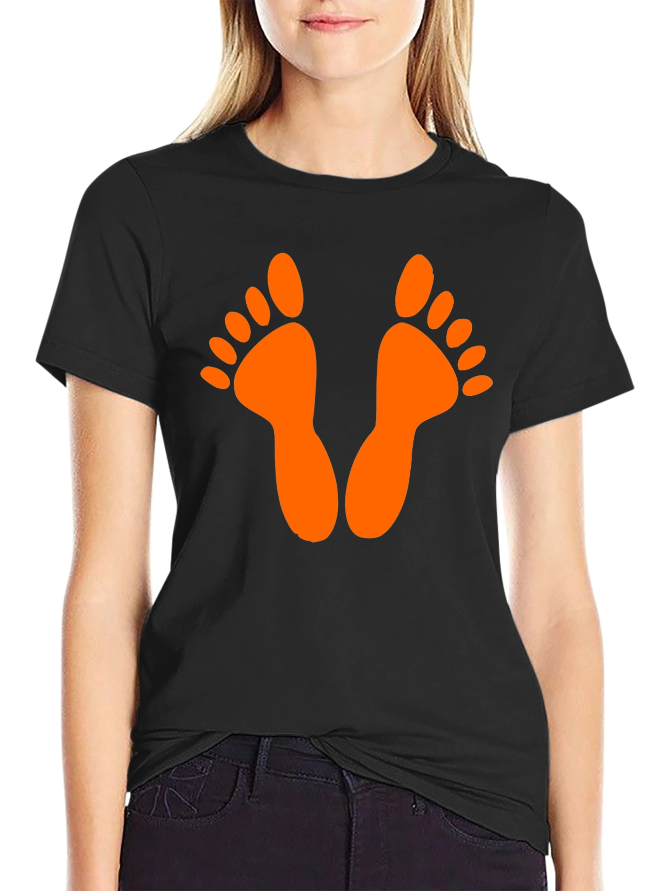 Fun Feet Graphic Tee - Black Cotton T-Shirt