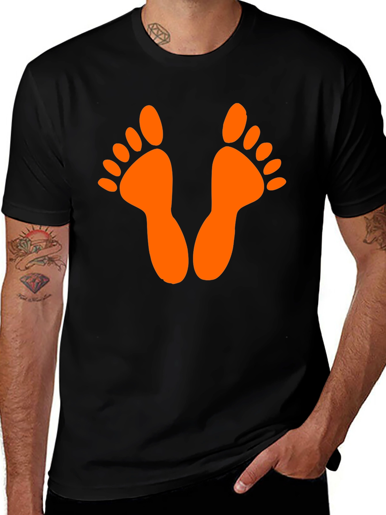 Fun Feet Graphic Tee - Black Cotton T-Shirt