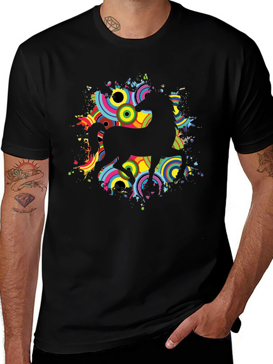 Black T-Shirt with Retro Unicorn Design