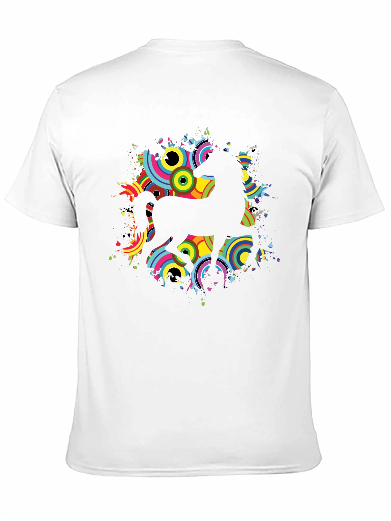 Black T-Shirt with Retro Unicorn Design