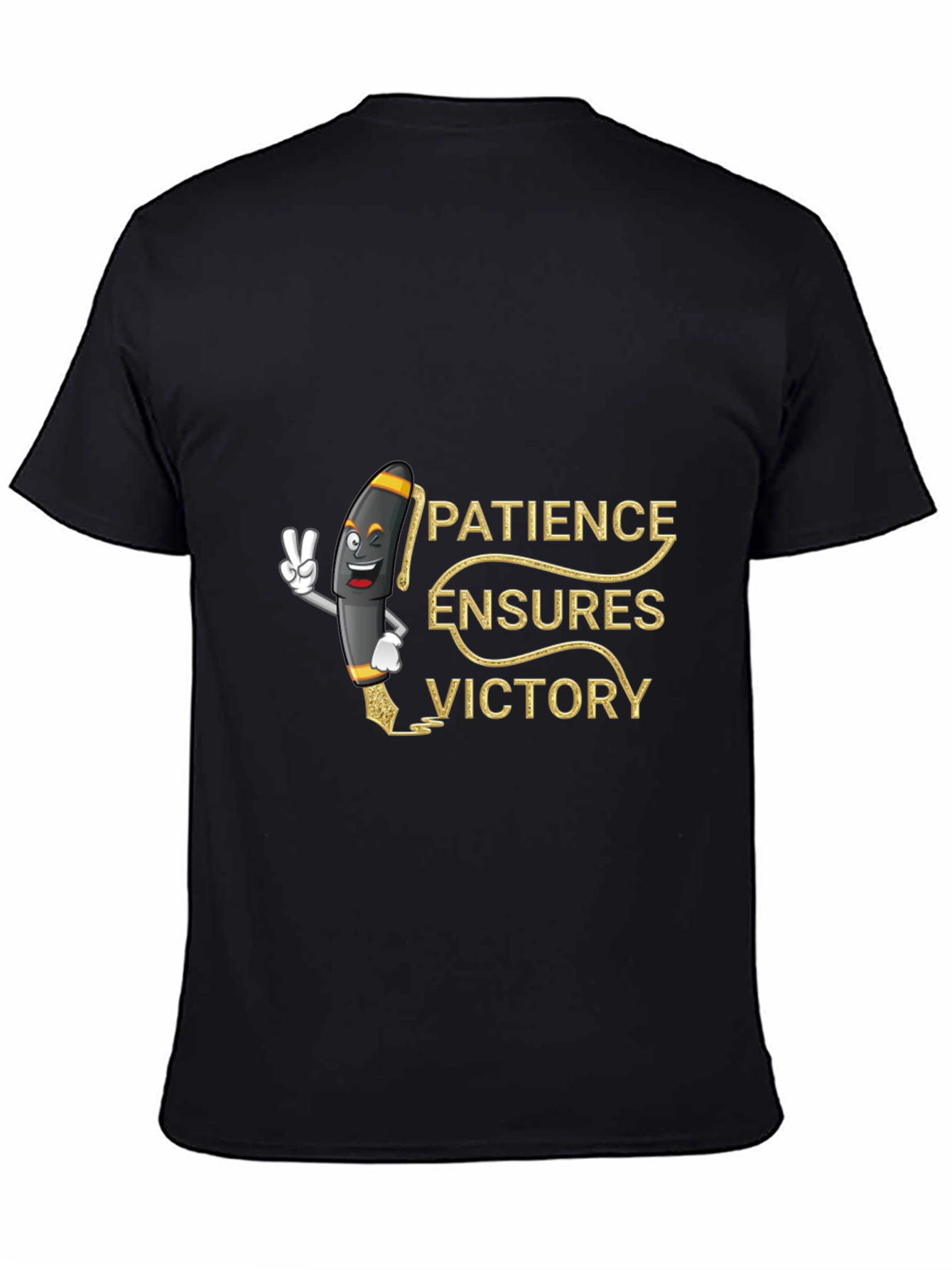 Patience Ensures Victory Black Graphic Tee
