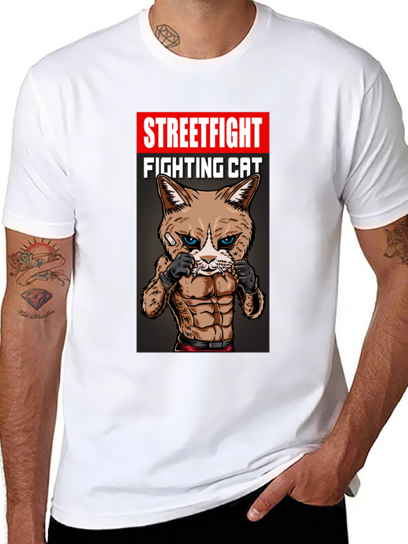 Streetfight Fighting Cat Graphic Tee