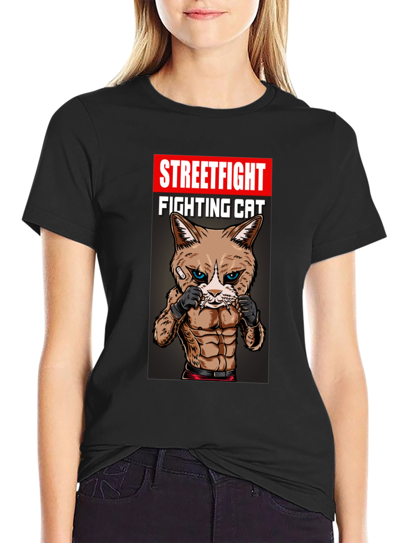 Streetfight Fighting Cat Graphic Tee