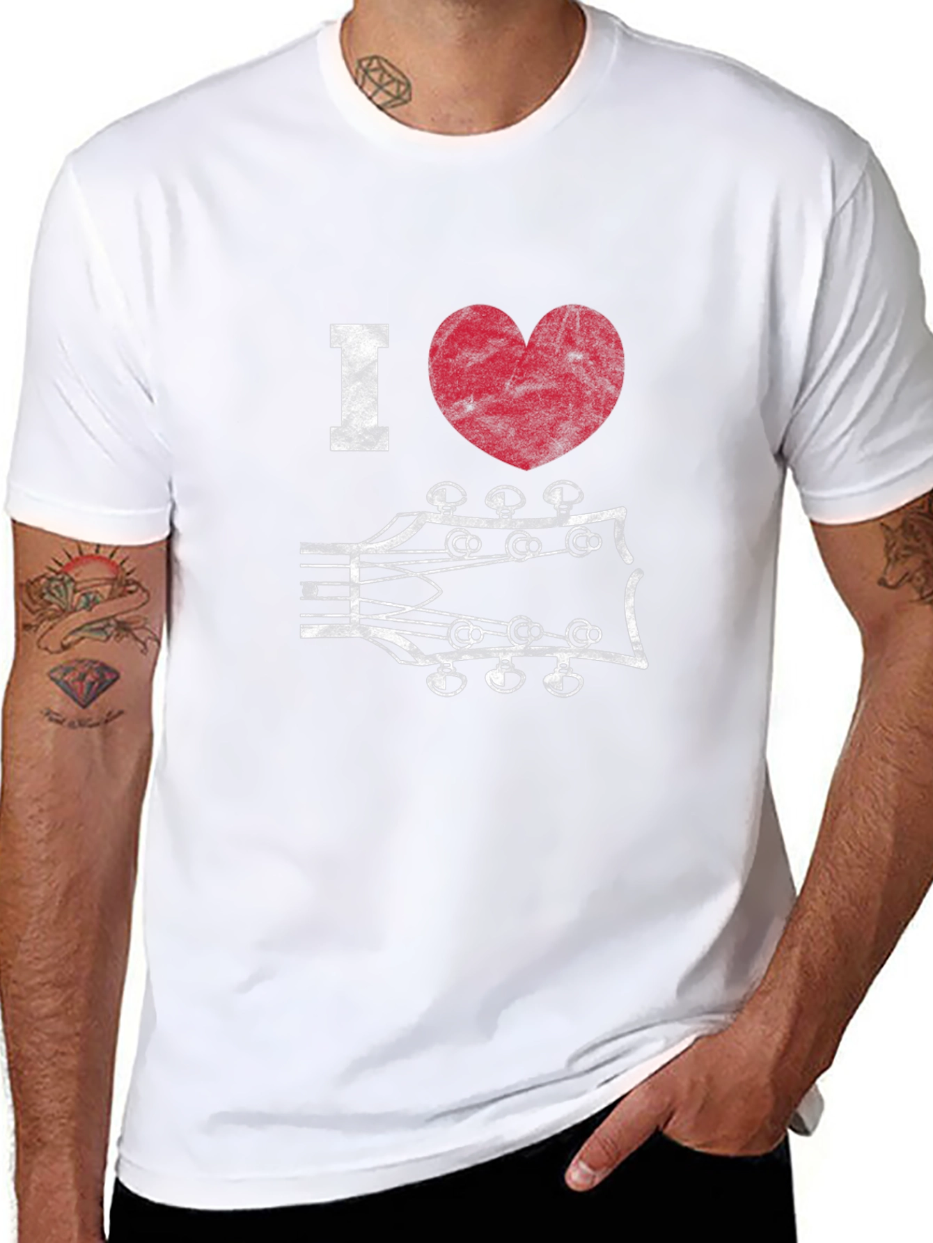 I Heart Guitar Headstock Graphic Tee