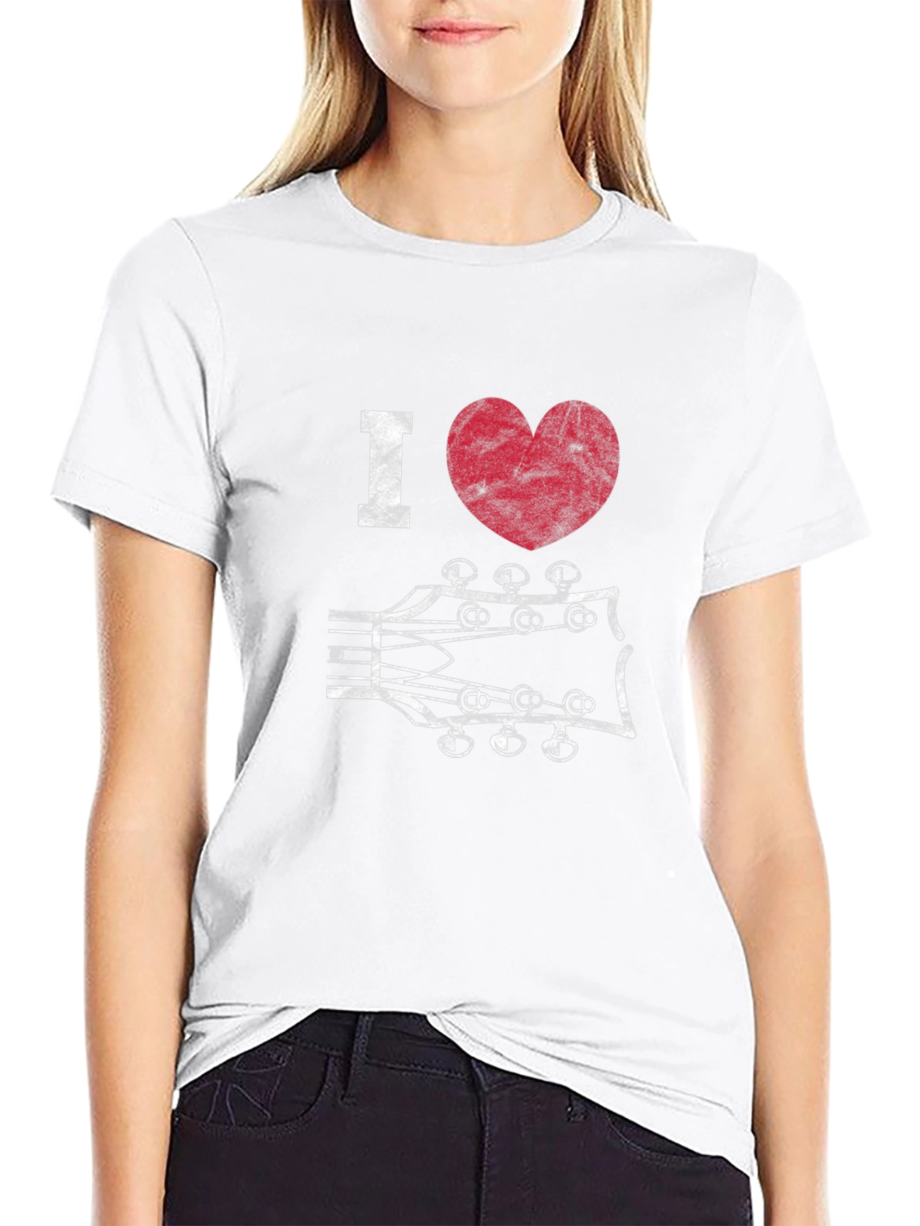 I Heart Guitar Headstock Graphic Tee