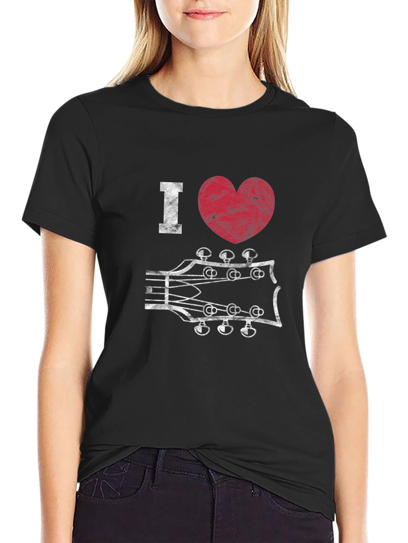 I Heart Guitar Headstock Graphic Tee