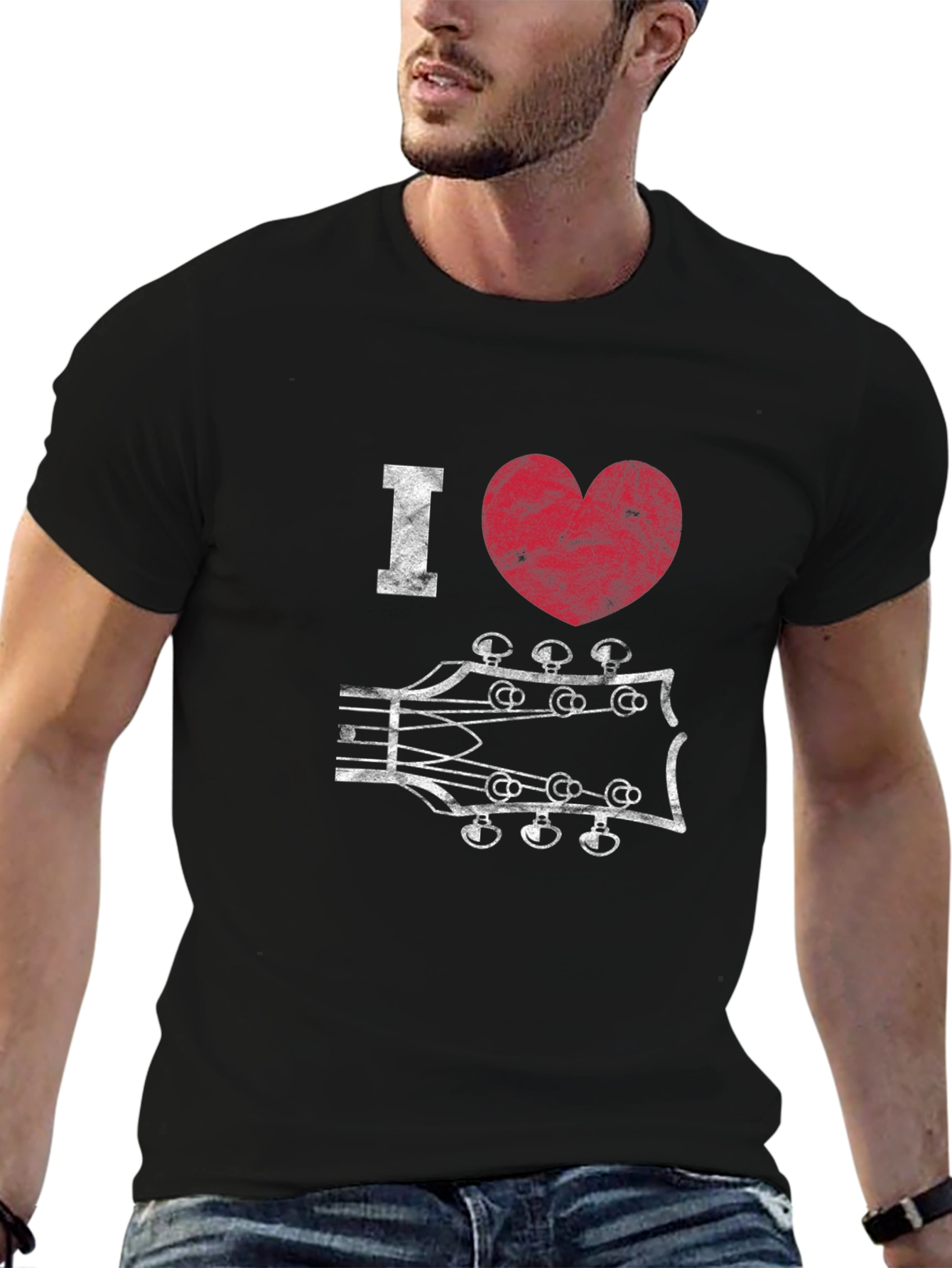 I Heart Guitar Headstock Graphic Tee