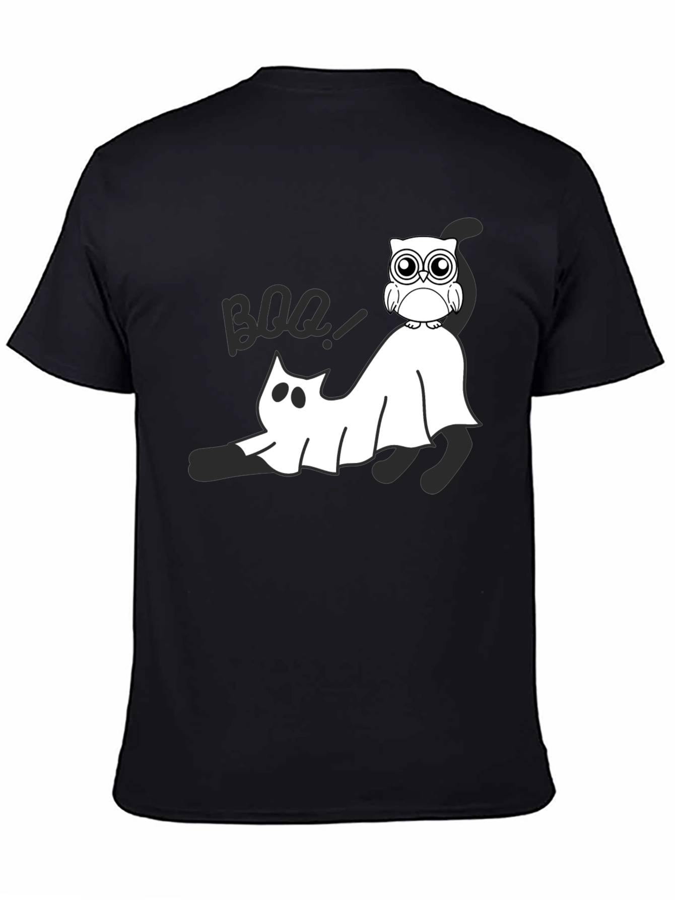Halloween Owl & Ghost Cat Graphic Tee