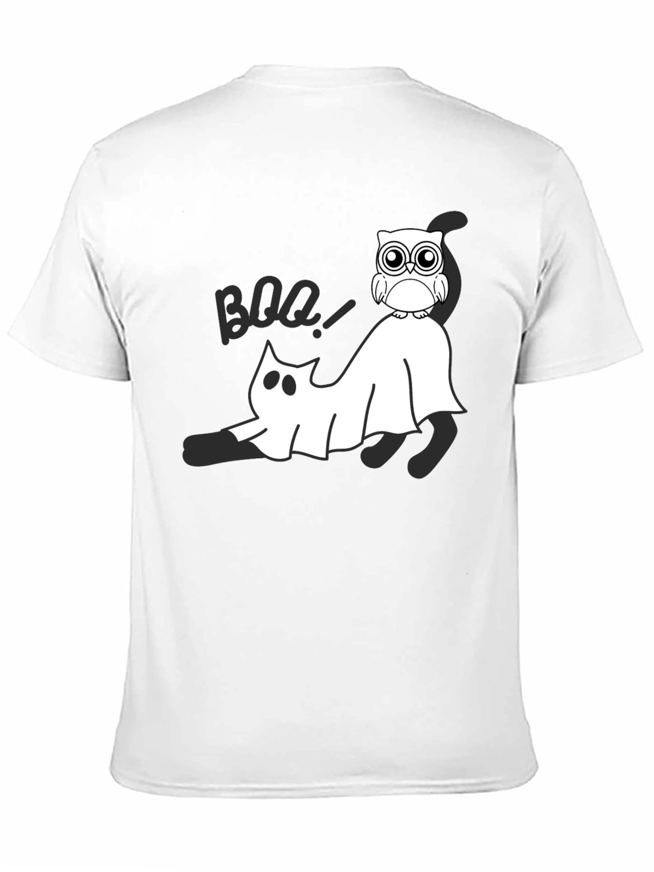 Halloween Owl & Ghost Cat Graphic Tee