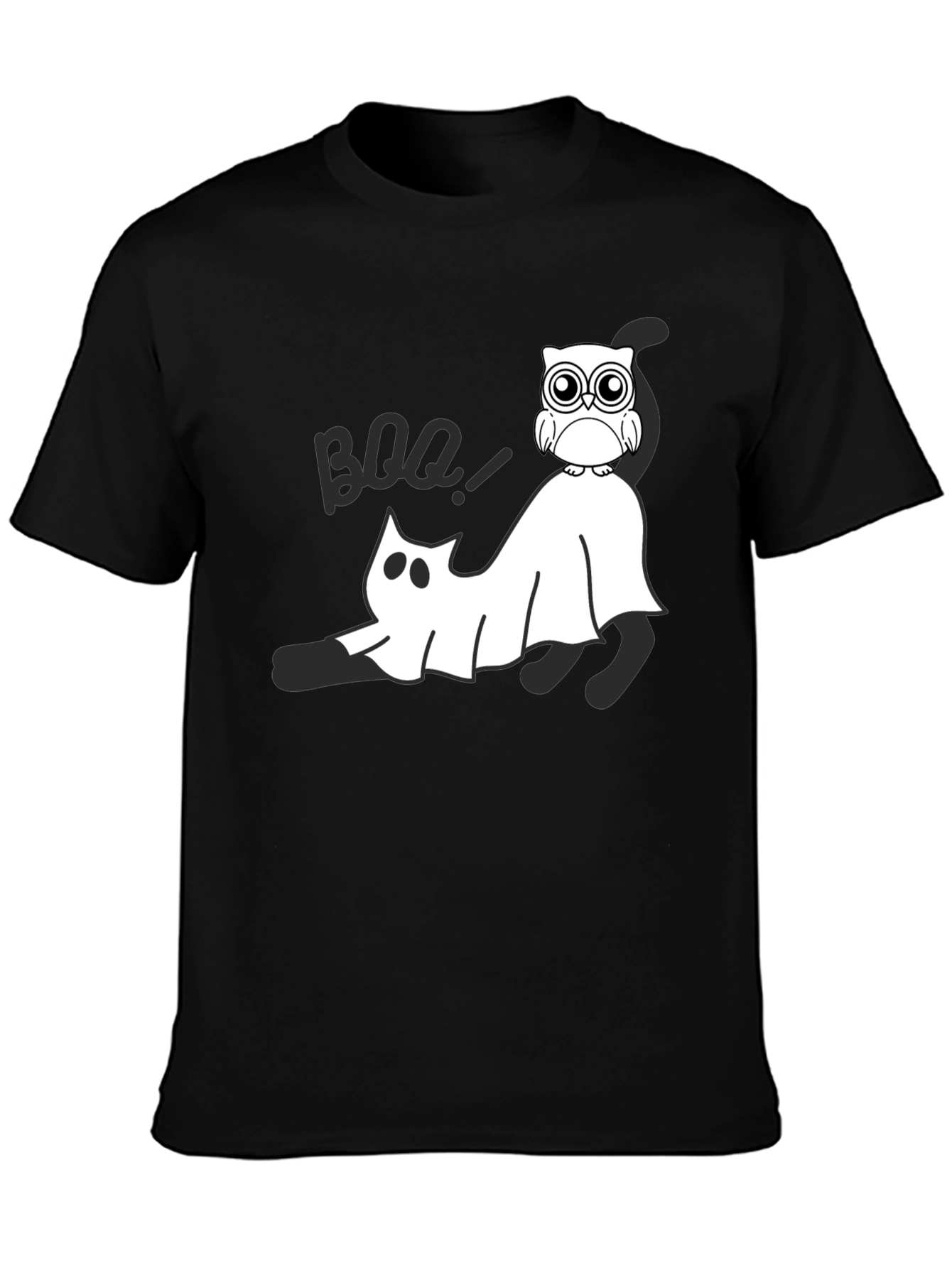 Halloween Owl & Ghost Cat Graphic Tee