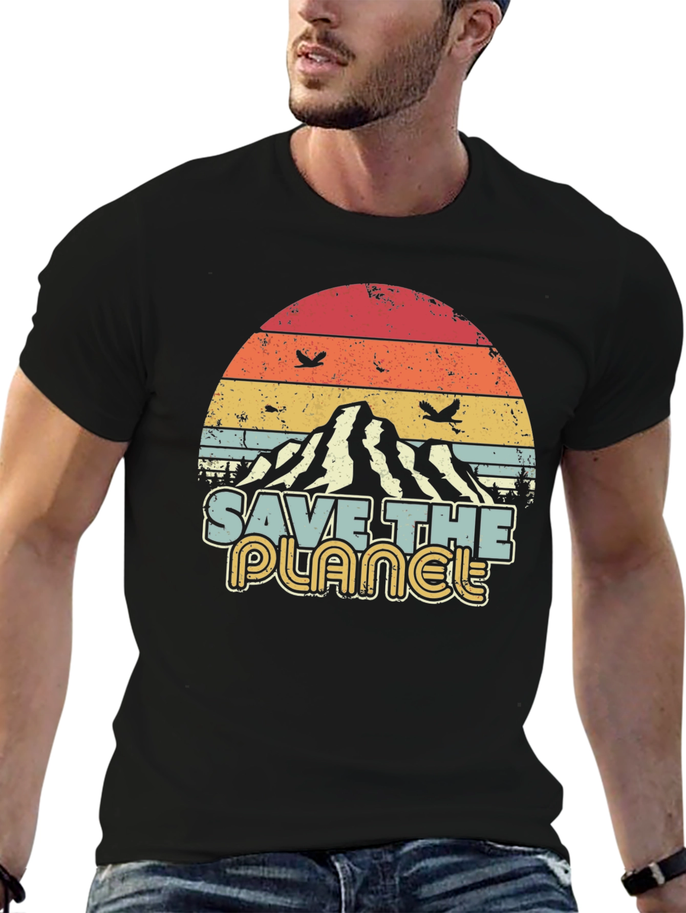 Retro Save the Planet Graphic T-Shirt