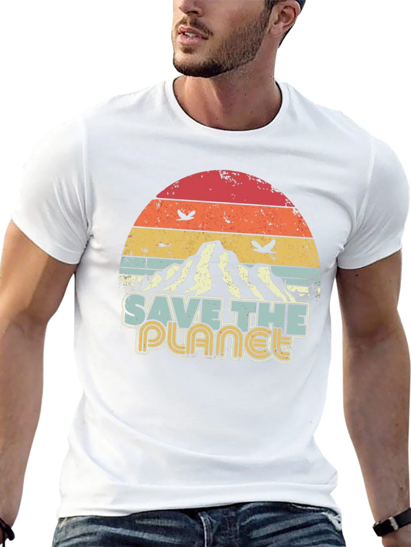 Retro Save the Planet Graphic T-Shirt