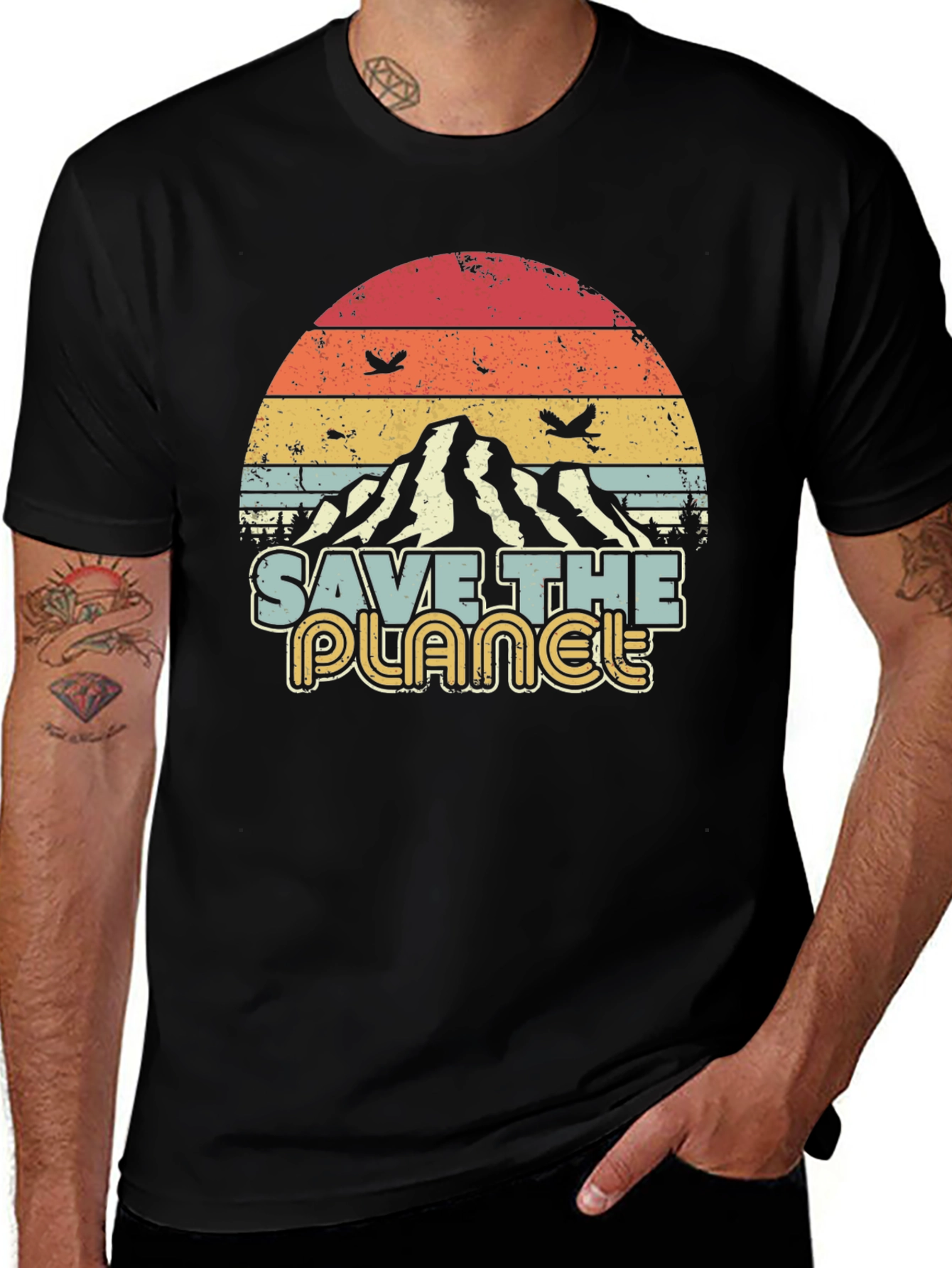 Retro Save the Planet Graphic T-Shirt