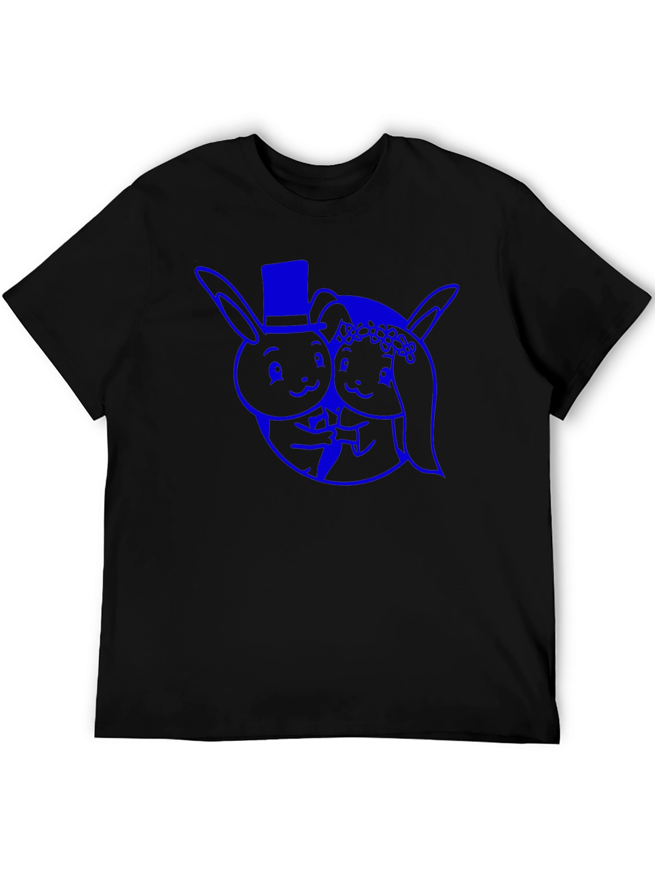 Rabbit Couple Graphic Tee - Black