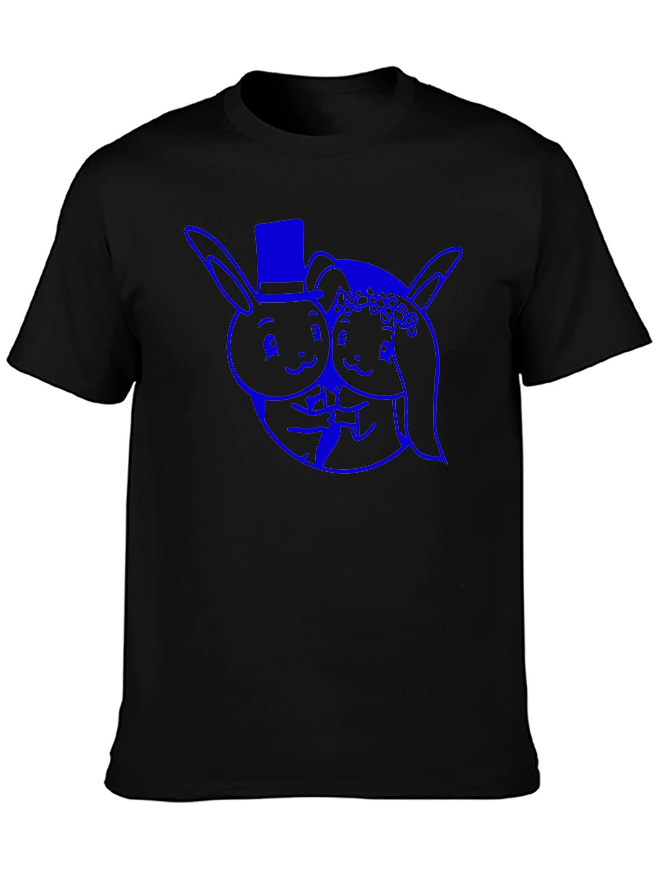 Rabbit Couple Graphic Tee - Black