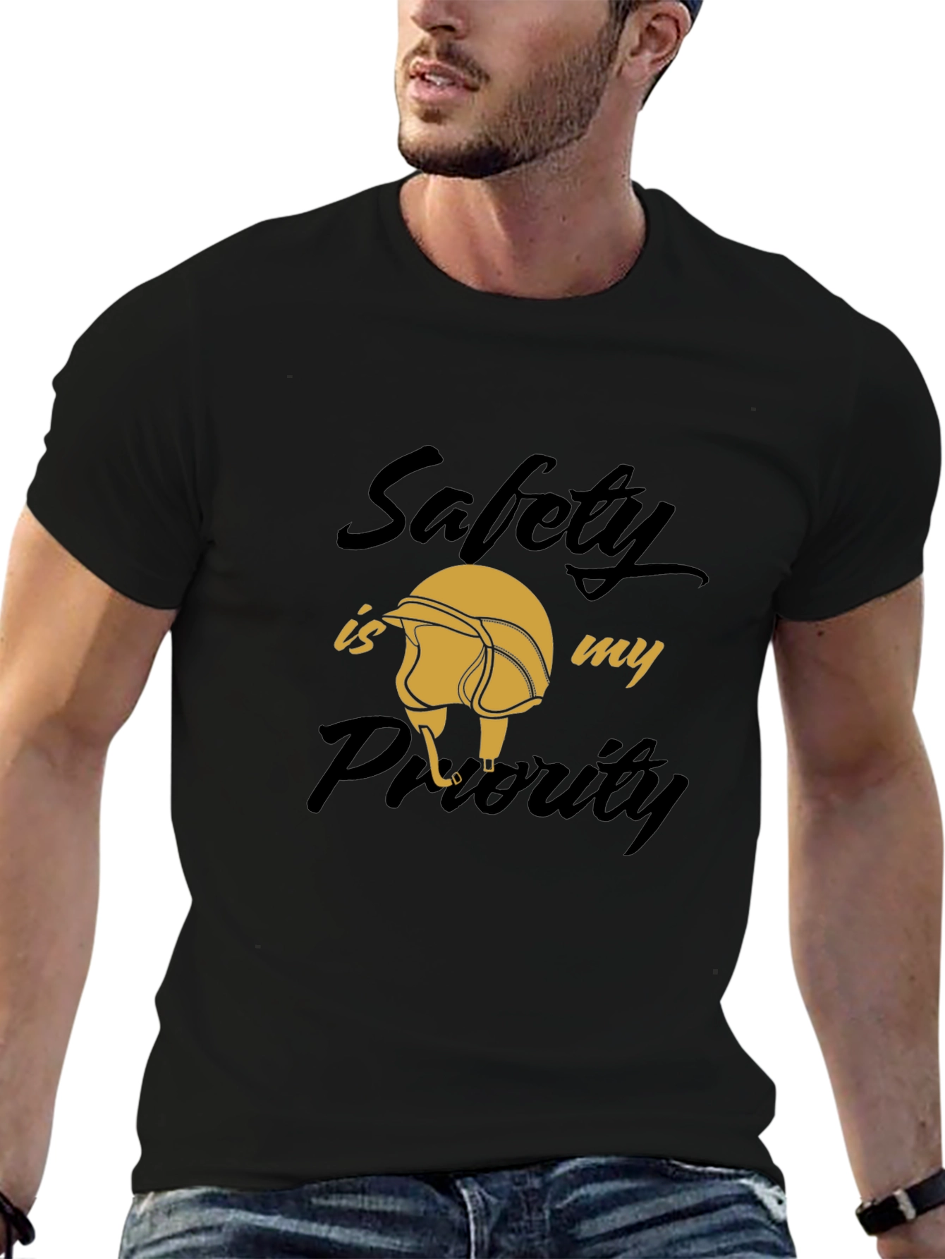 Safety First Graphic Tee - Black Cotton T-Shirt