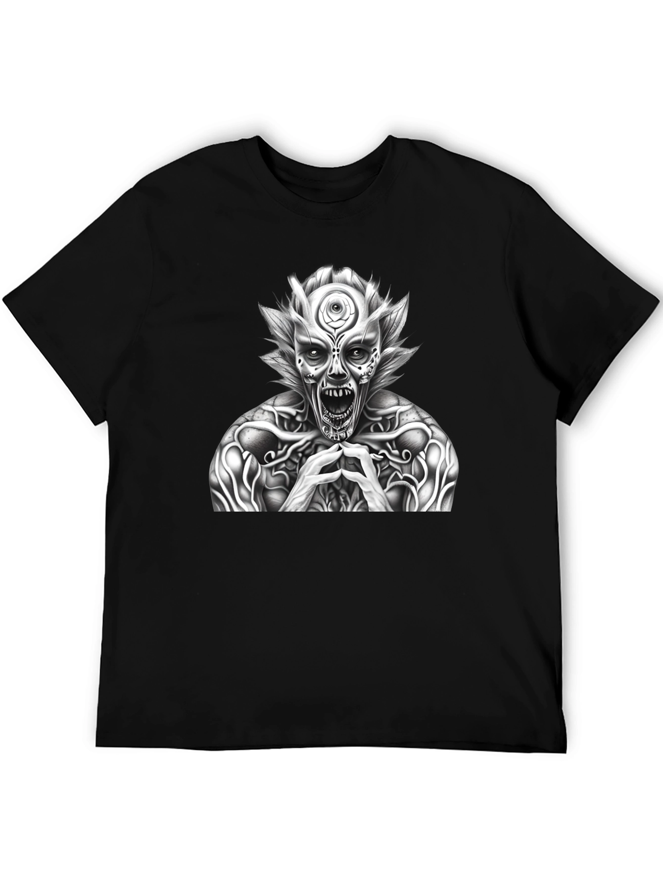 Mens Black T-Shirt with Horror Graphic