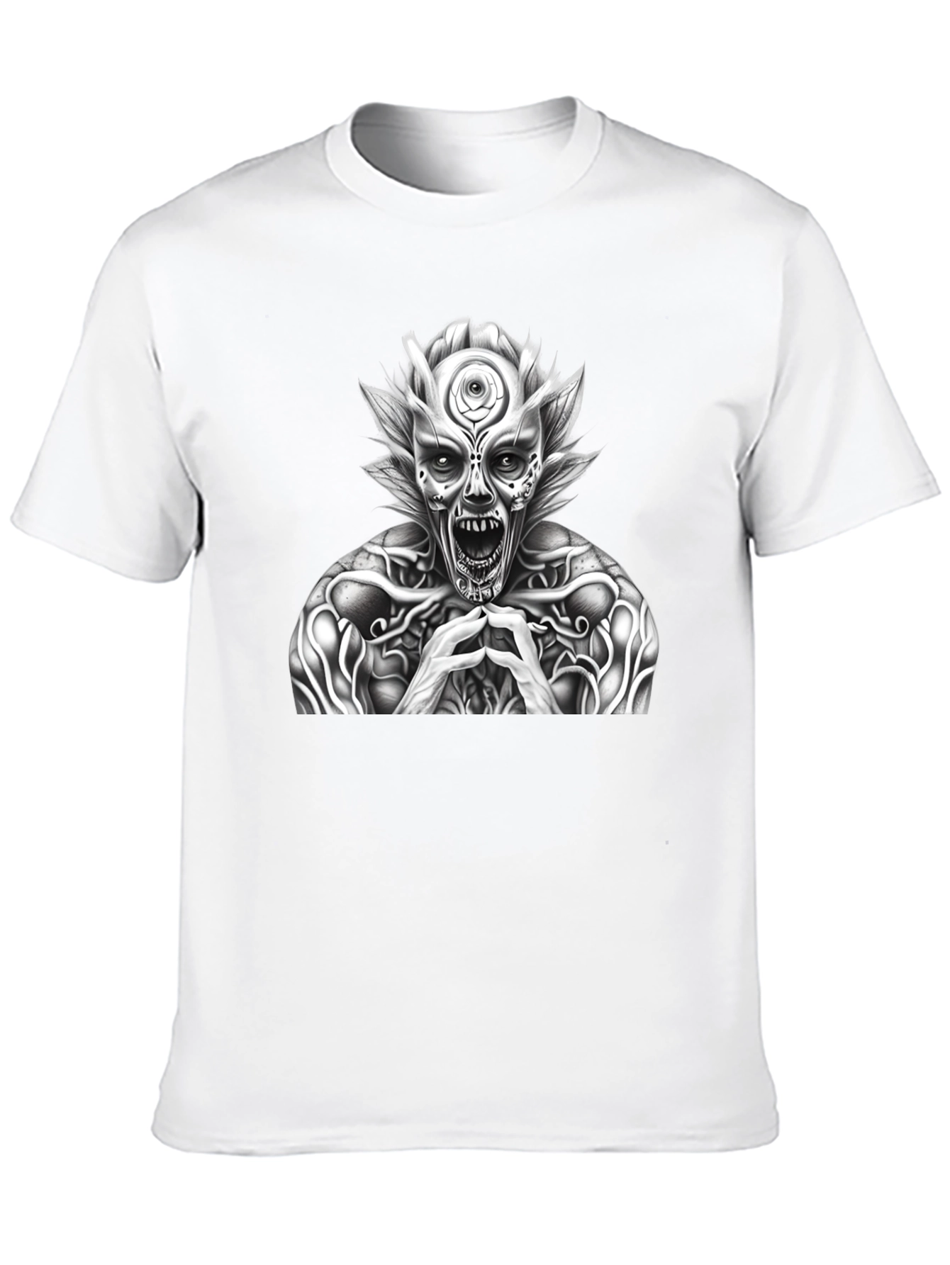 Mens Black T-Shirt with Horror Graphic