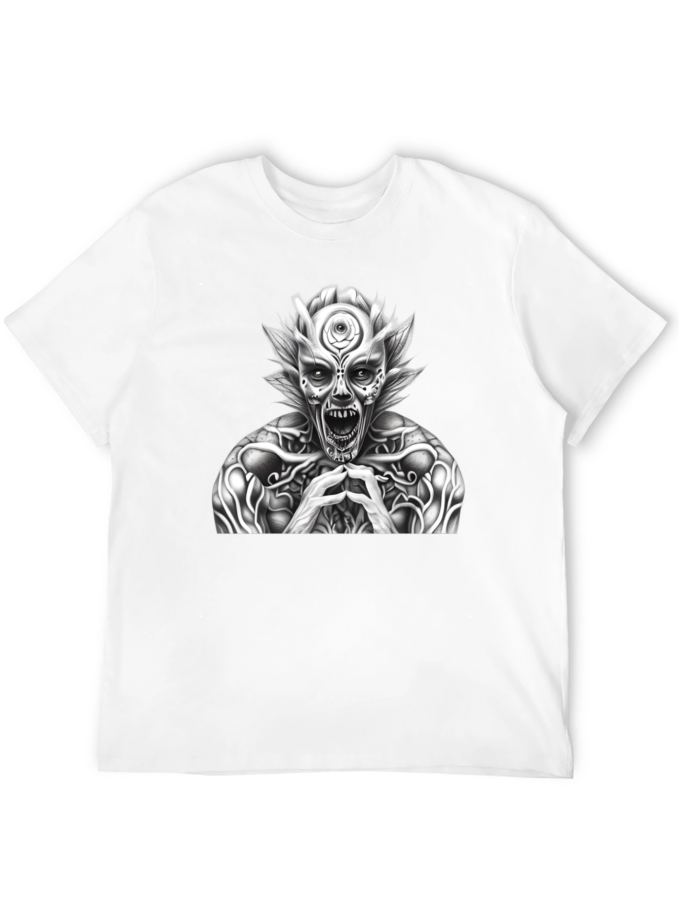 Mens Black T-Shirt with Horror Graphic