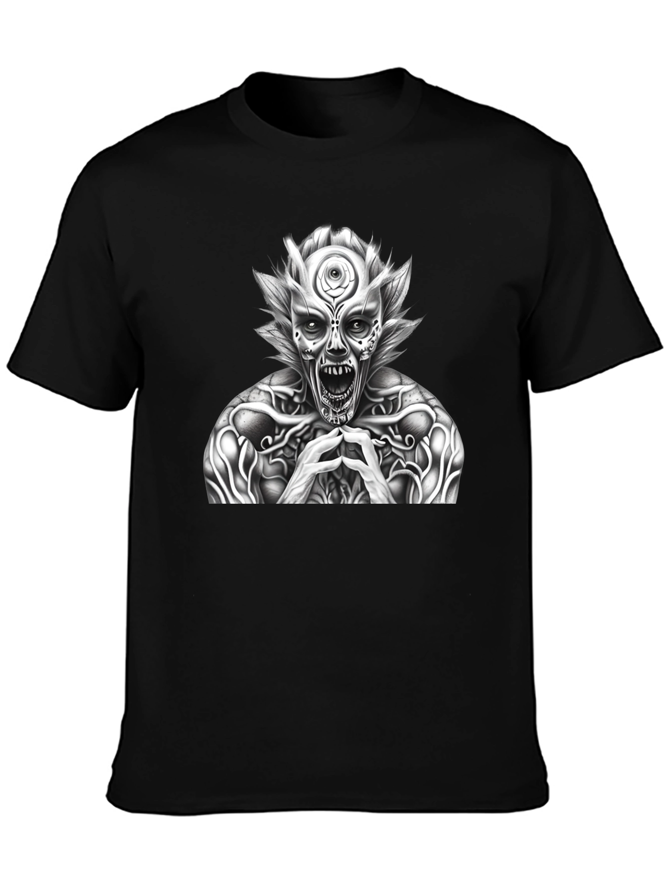 Mens Black T-Shirt with Horror Graphic