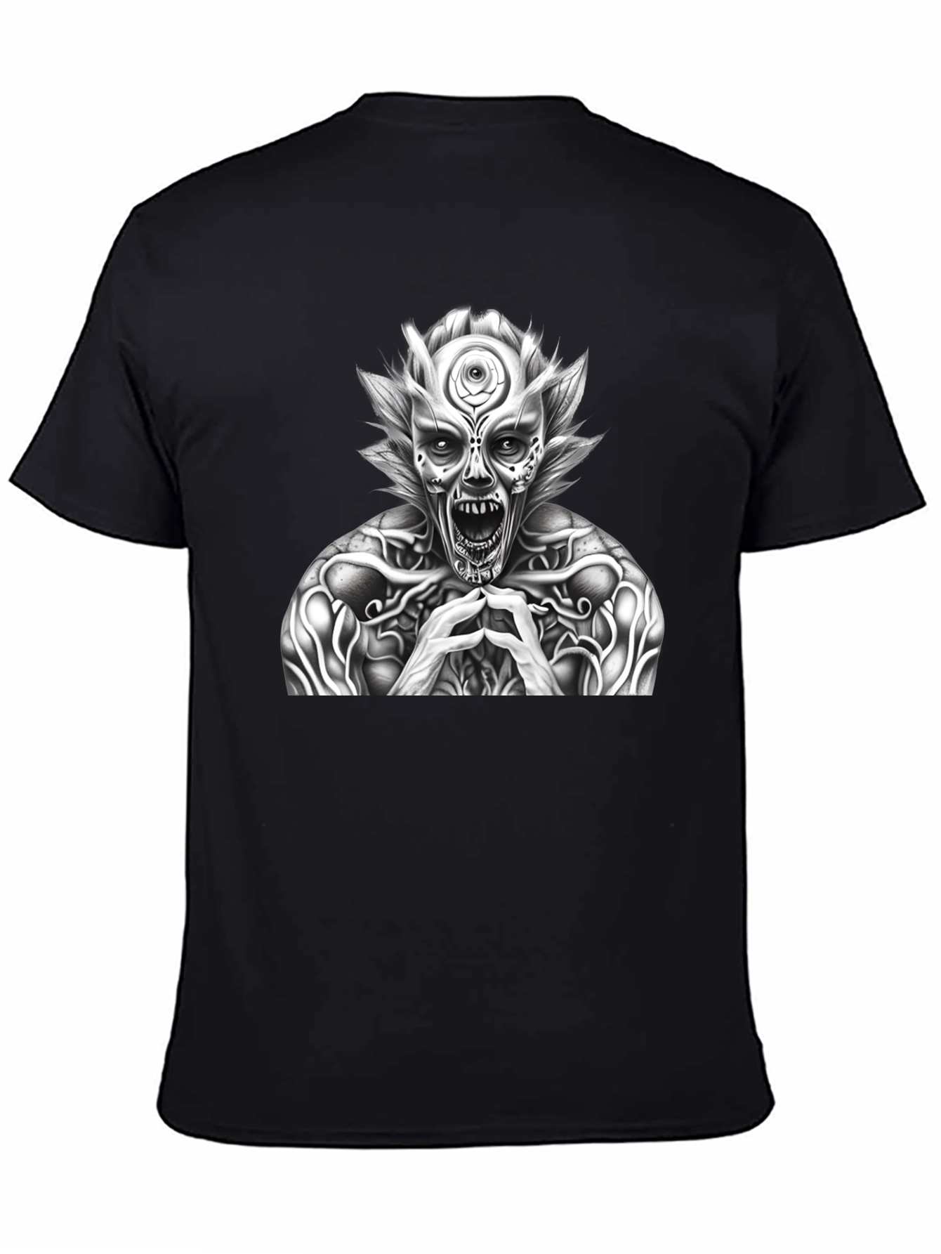 Mens Black T-Shirt with Horror Graphic