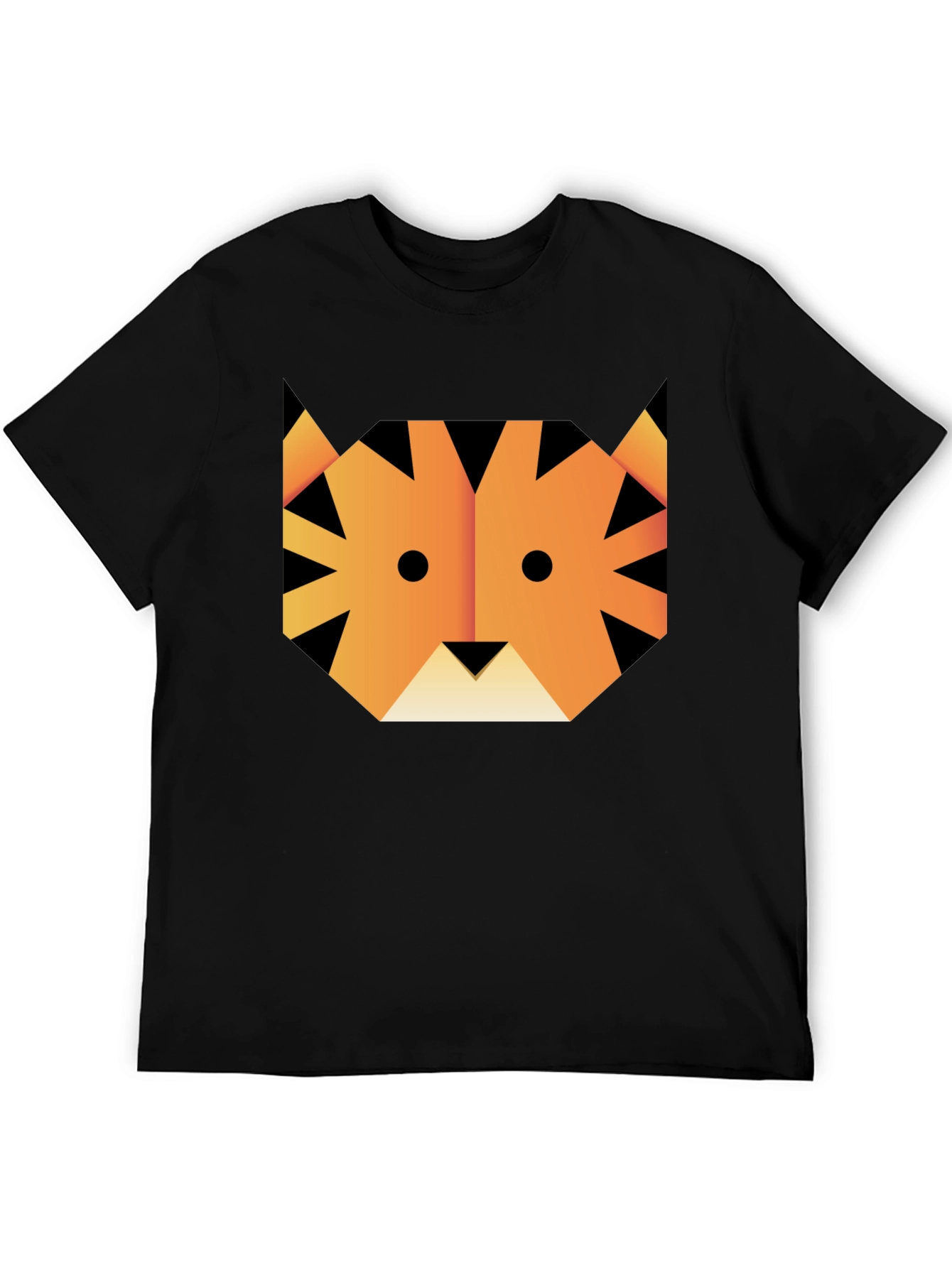 Geometric Tiger Graphic Tee - Unisex Black T-Shirt