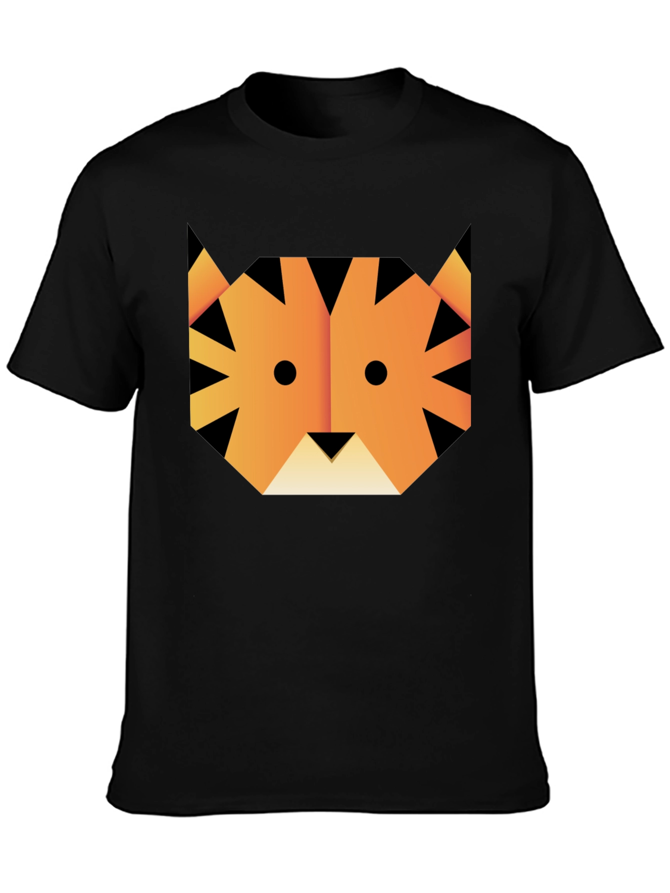 Geometric Tiger Graphic Tee - Unisex Black T-Shirt