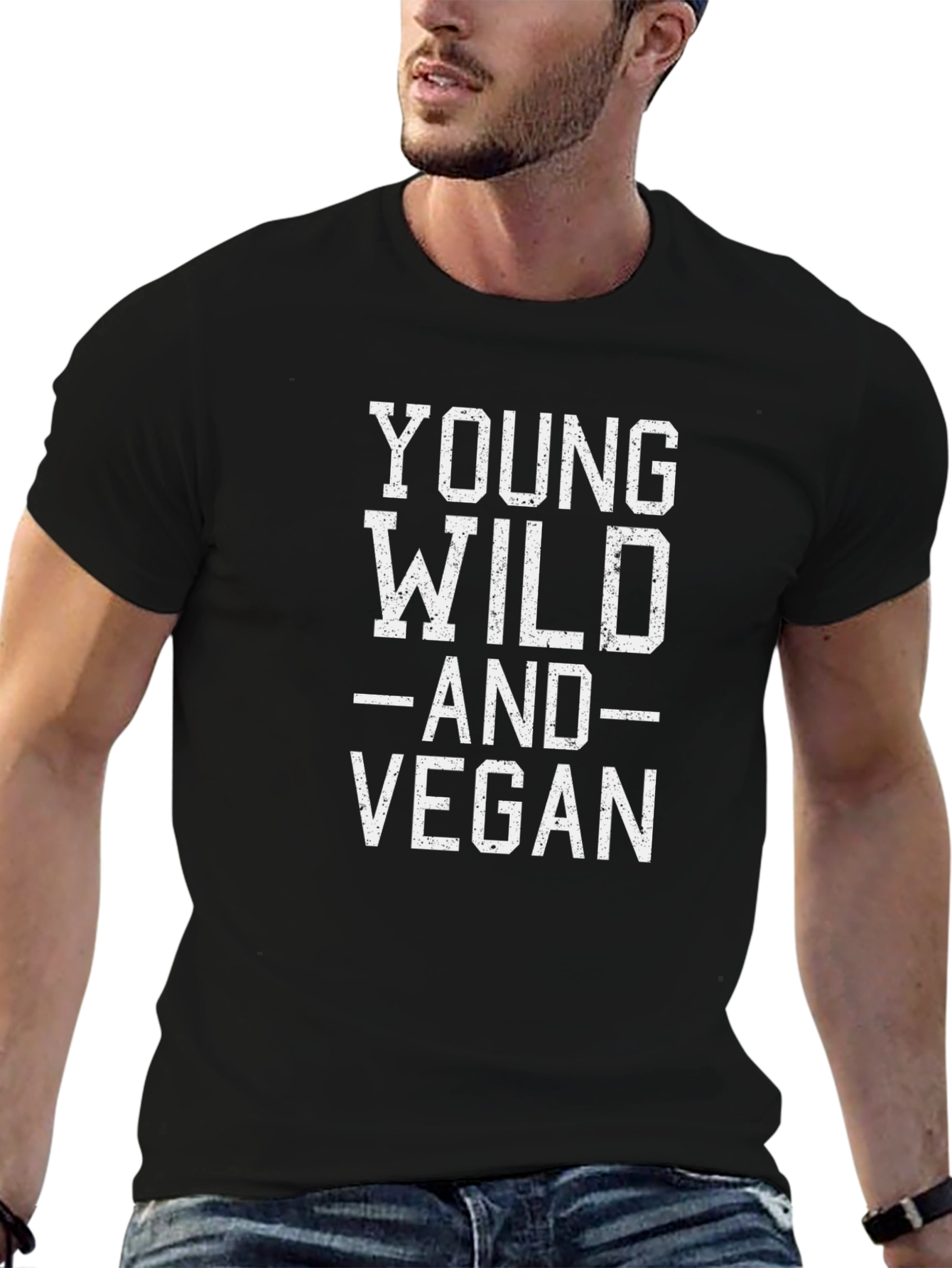 Young Wild and Vegan Graphic Tee - Black