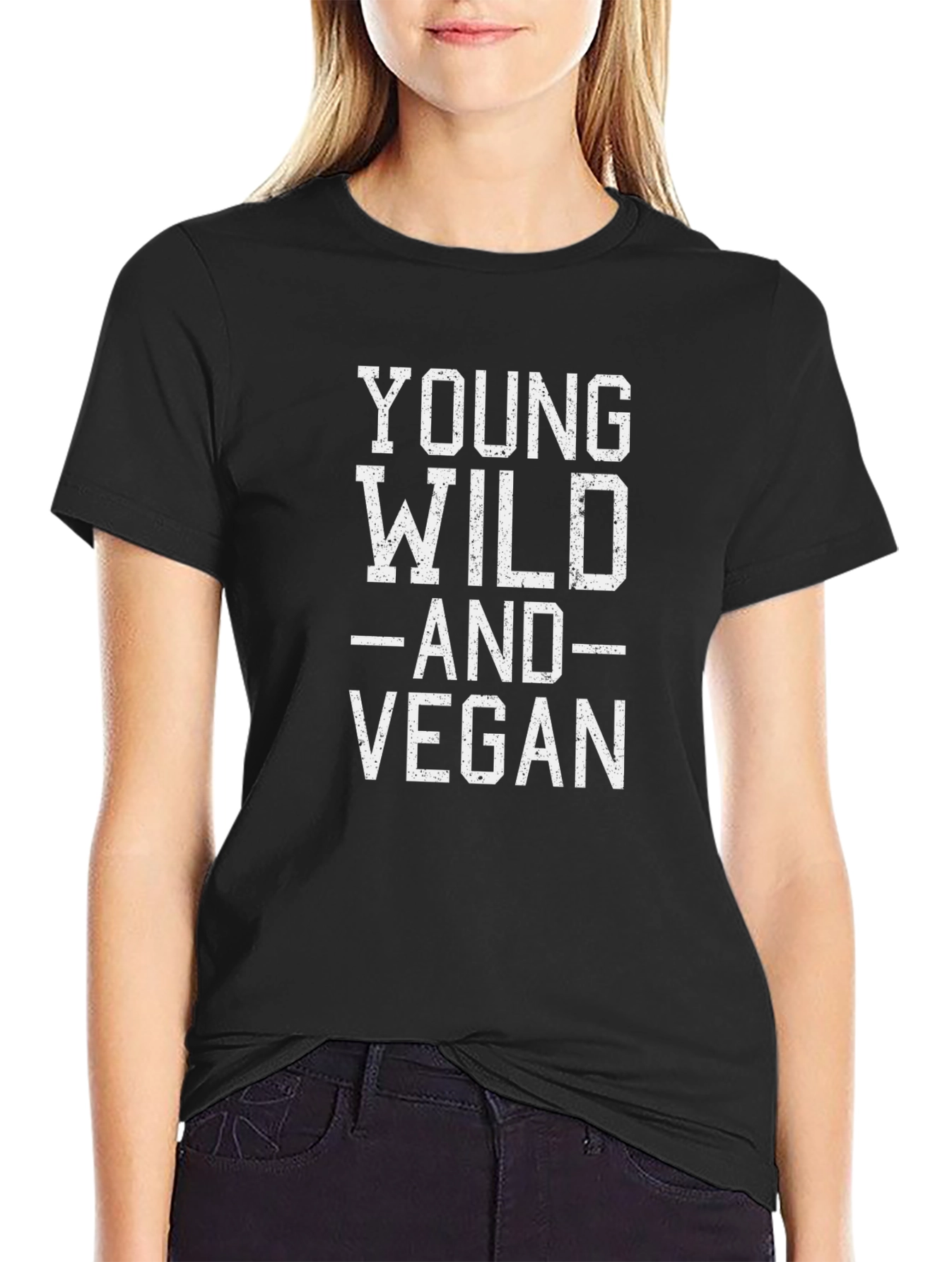Young Wild and Vegan Graphic Tee - Black
