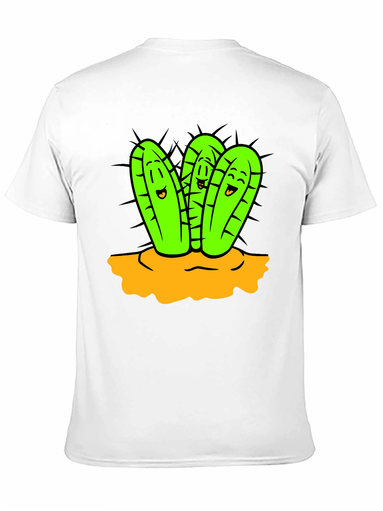 Cactus Cartoon Graphic Black T-Shirt