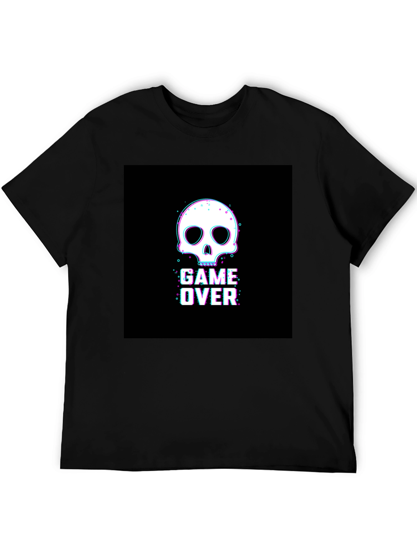 Game Over Skull Graphic Black T-Shirt