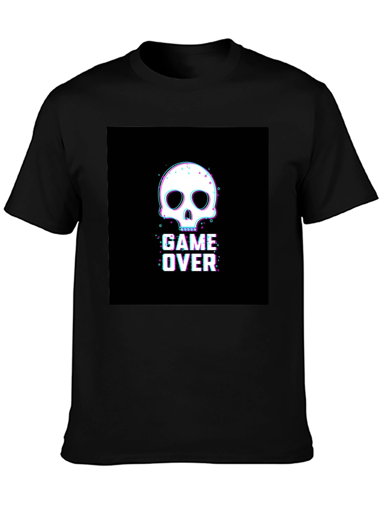 Game Over Skull Graphic Black T-Shirt