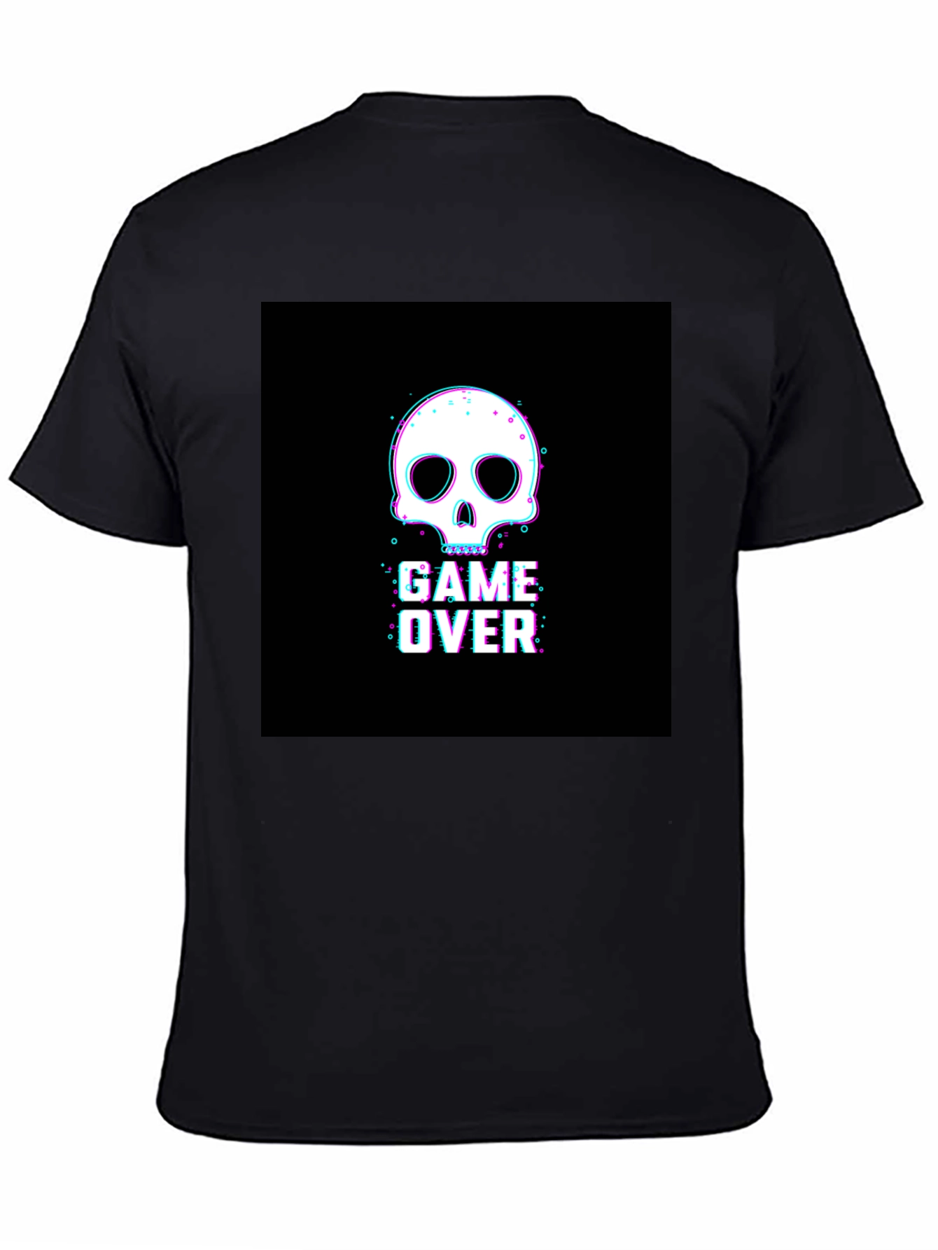 Game Over Skull Graphic Black T-Shirt