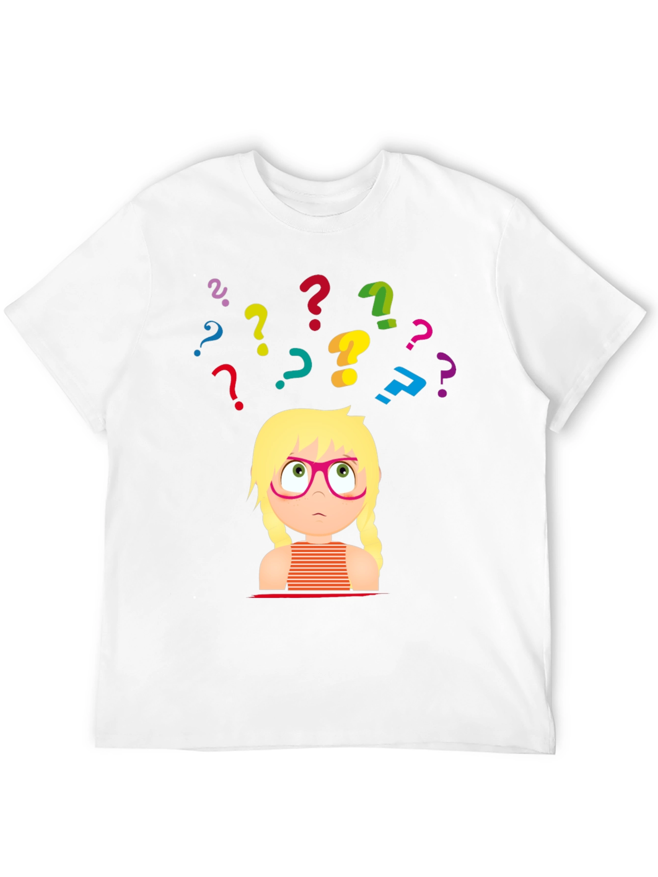 Puzzled Girl Graphic Tee - Black Cotton T-Shirt