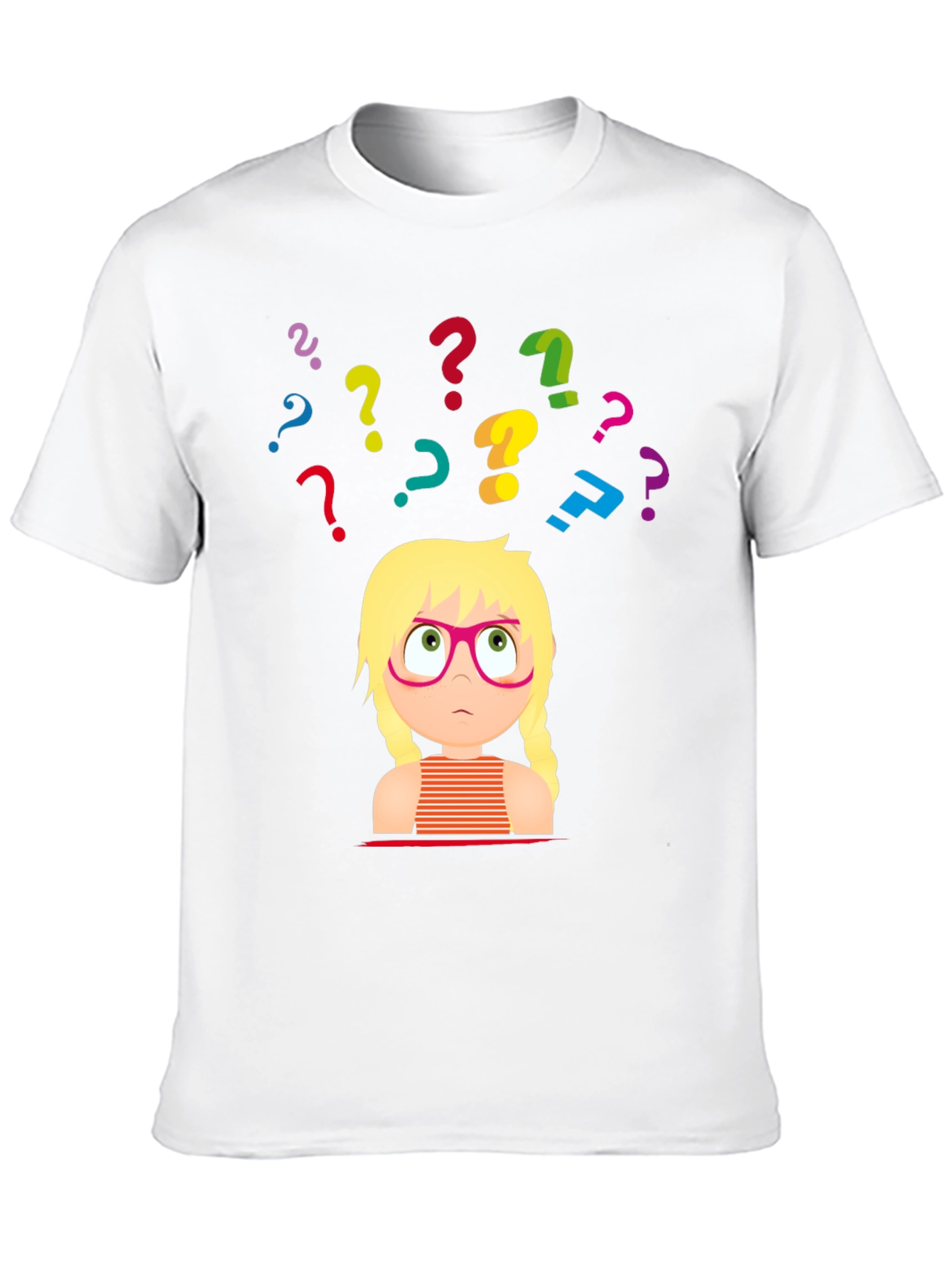 Puzzled Girl Graphic Tee - Black Cotton T-Shirt