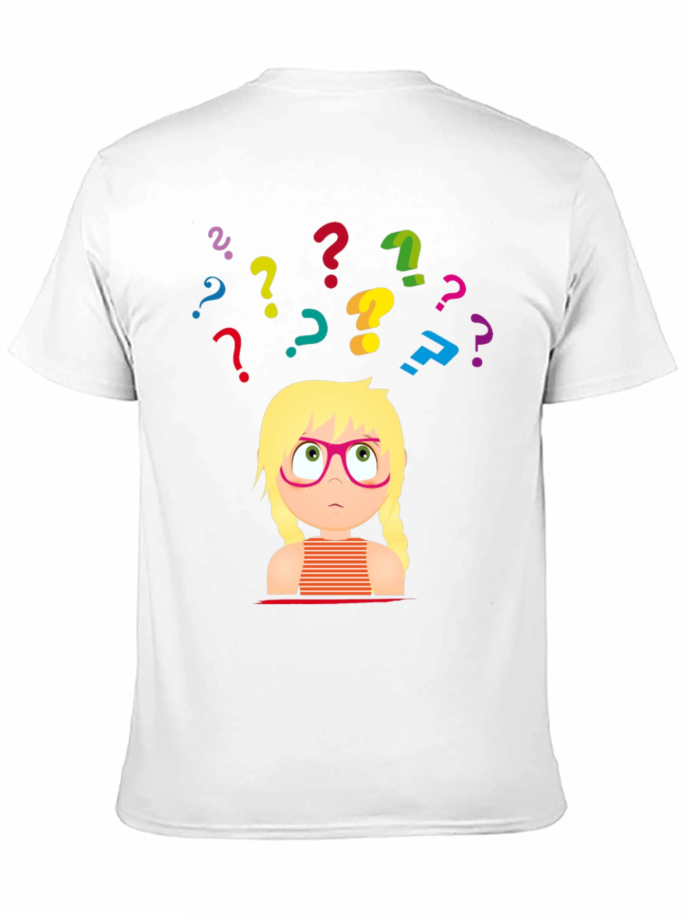 Puzzled Girl Graphic Tee - Black Cotton T-Shirt