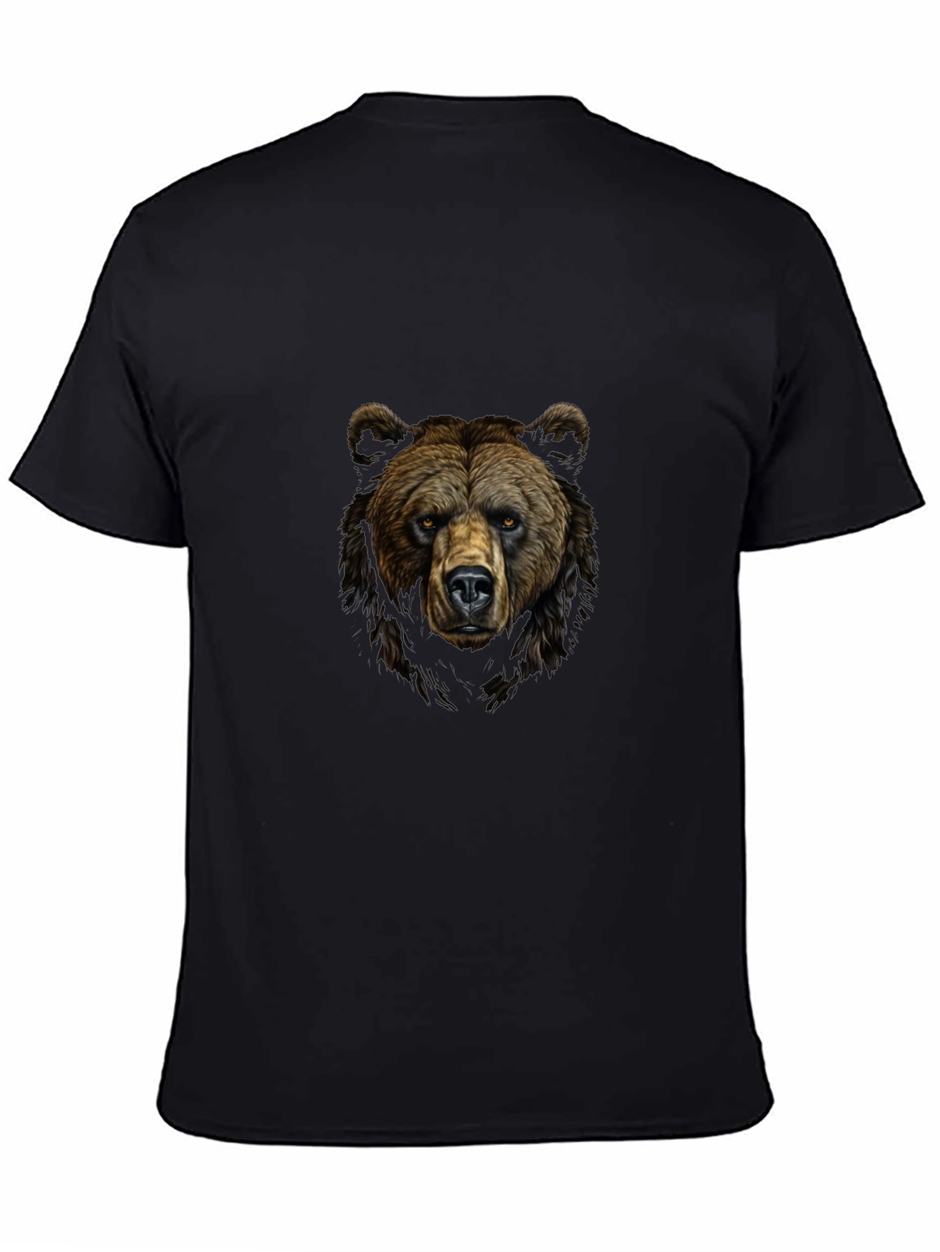 Grizzly Bear Graphic Print Black T-Shirt