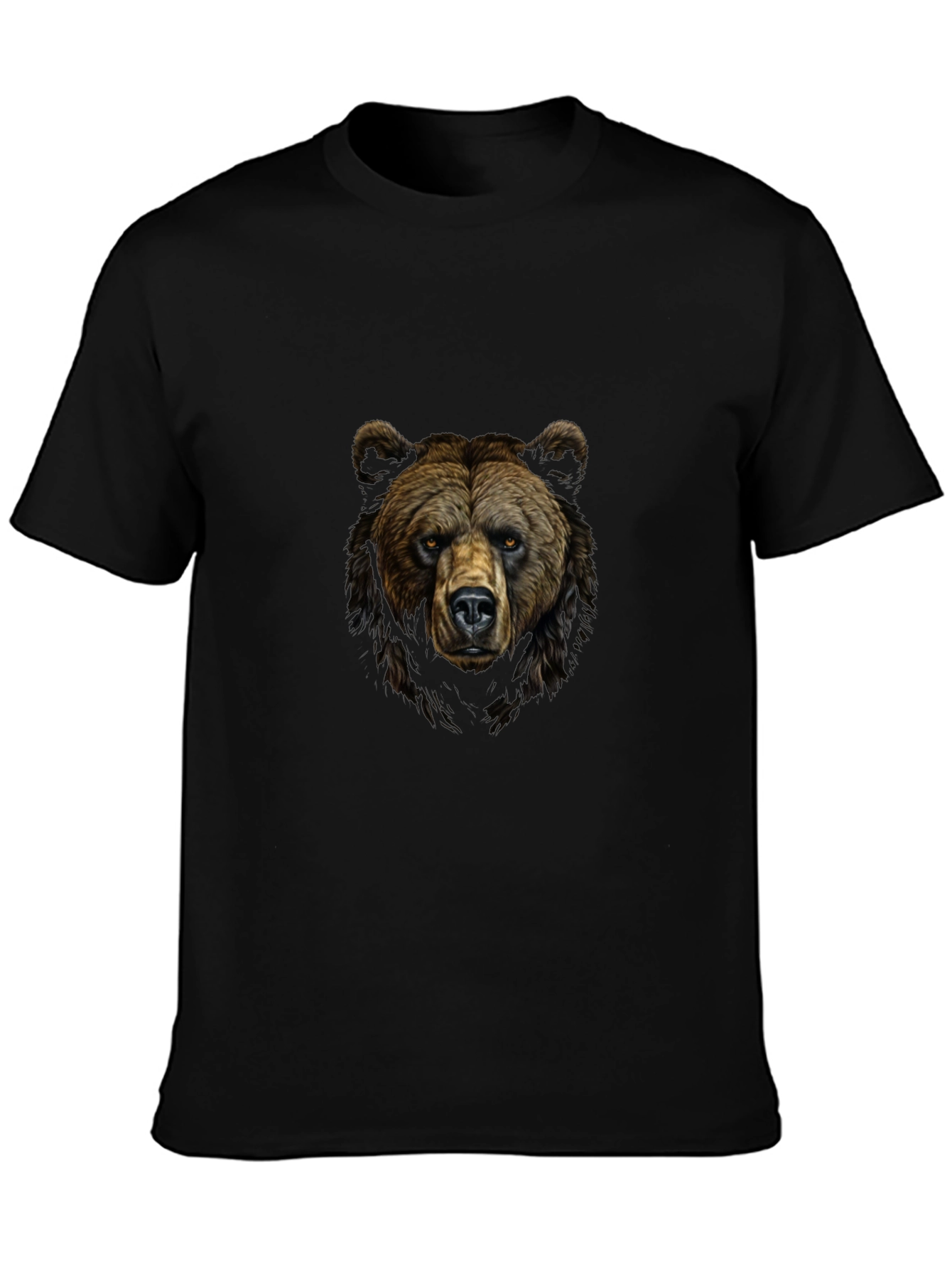 Grizzly Bear Graphic Print Black T-Shirt