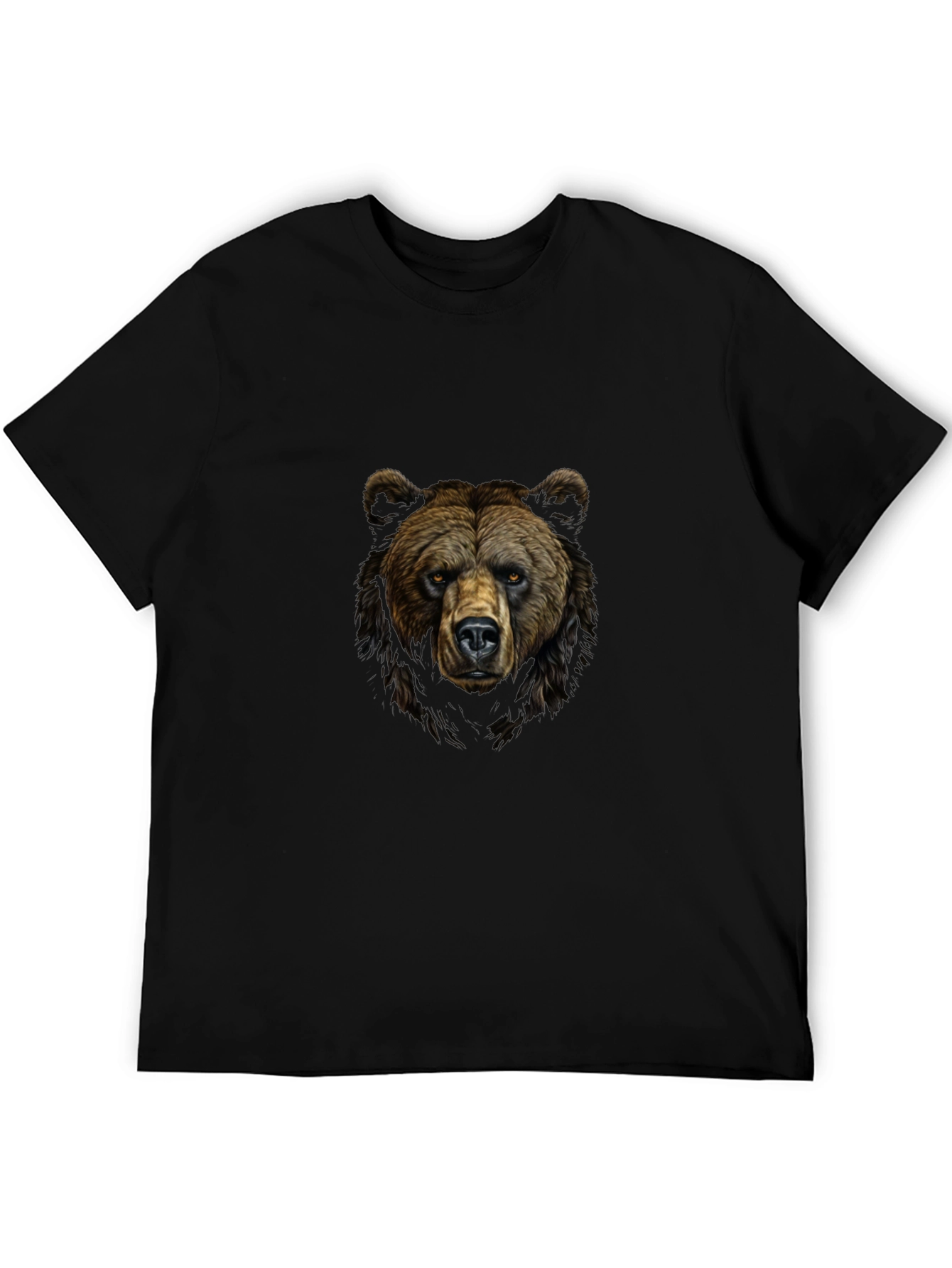 Grizzly Bear Graphic Print Black T-Shirt