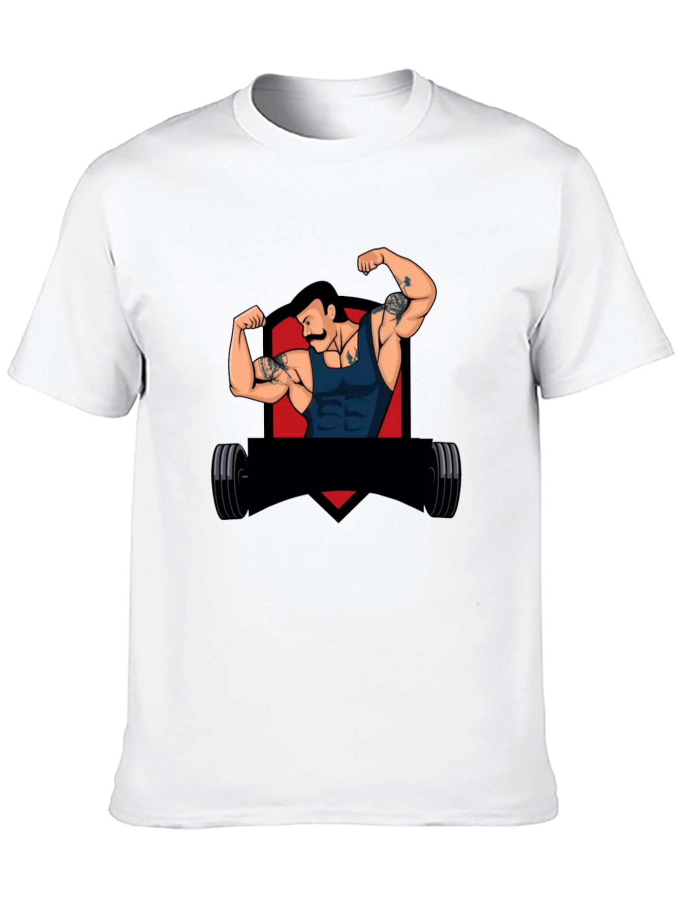 Black Graphic Tee - Retro Gym Guy Design