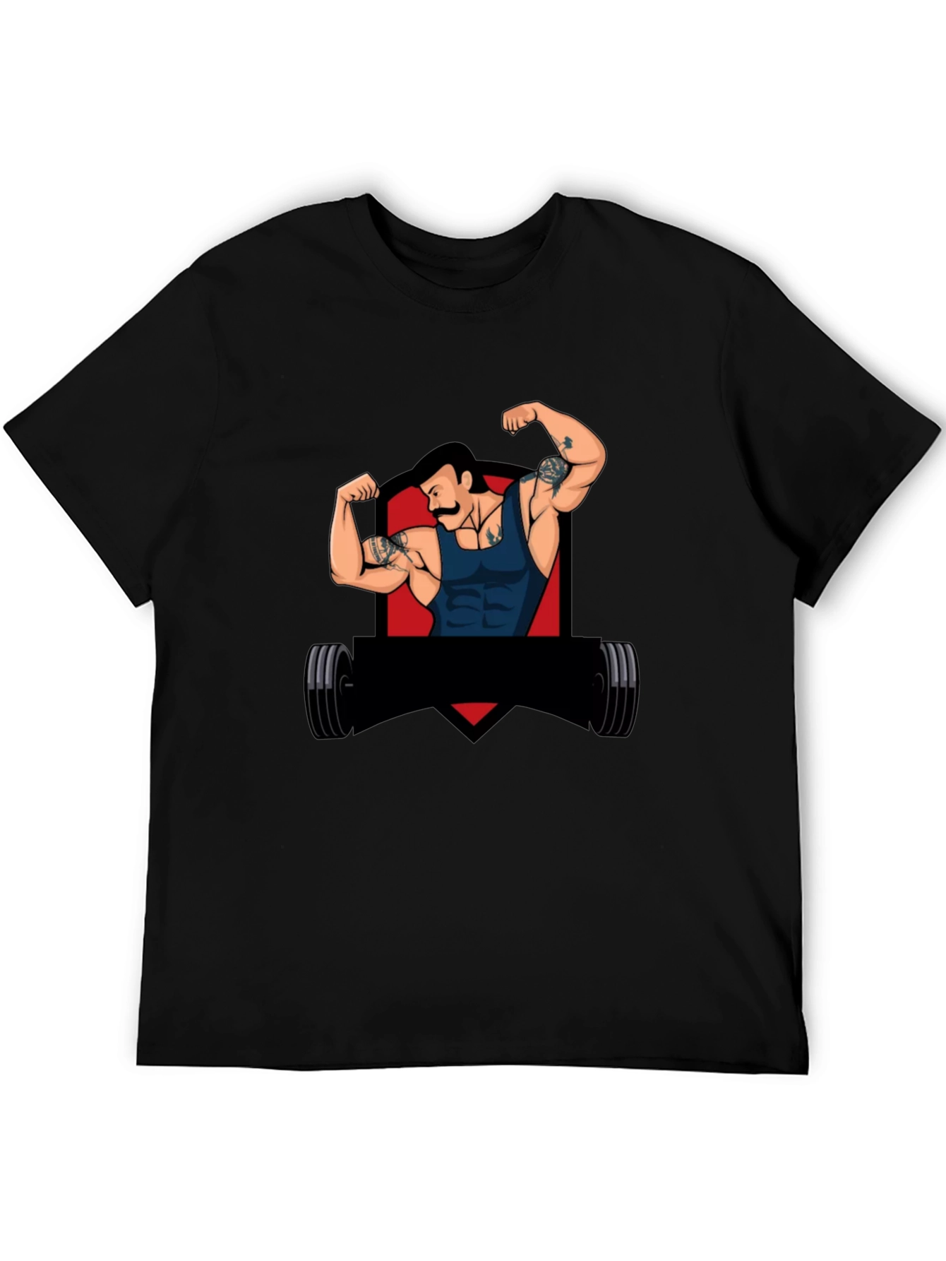 Black Graphic Tee - Retro Gym Guy Design
