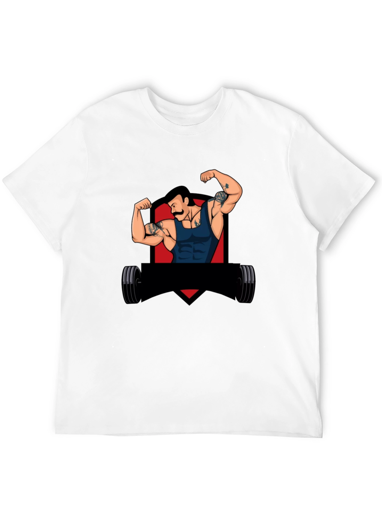 Black Graphic Tee - Retro Gym Guy Design