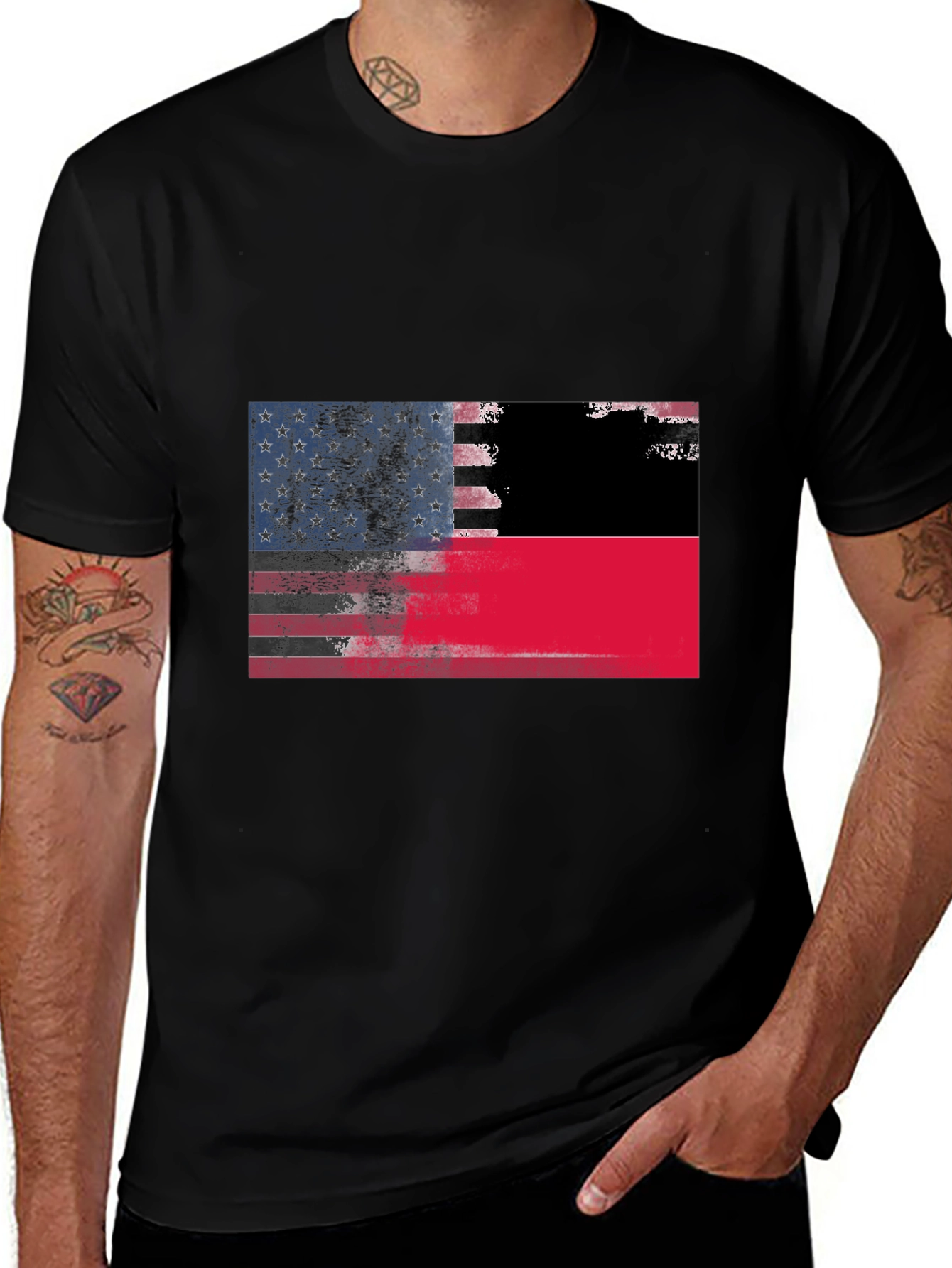 USA/Palestine Flag Graphic T-Shirt