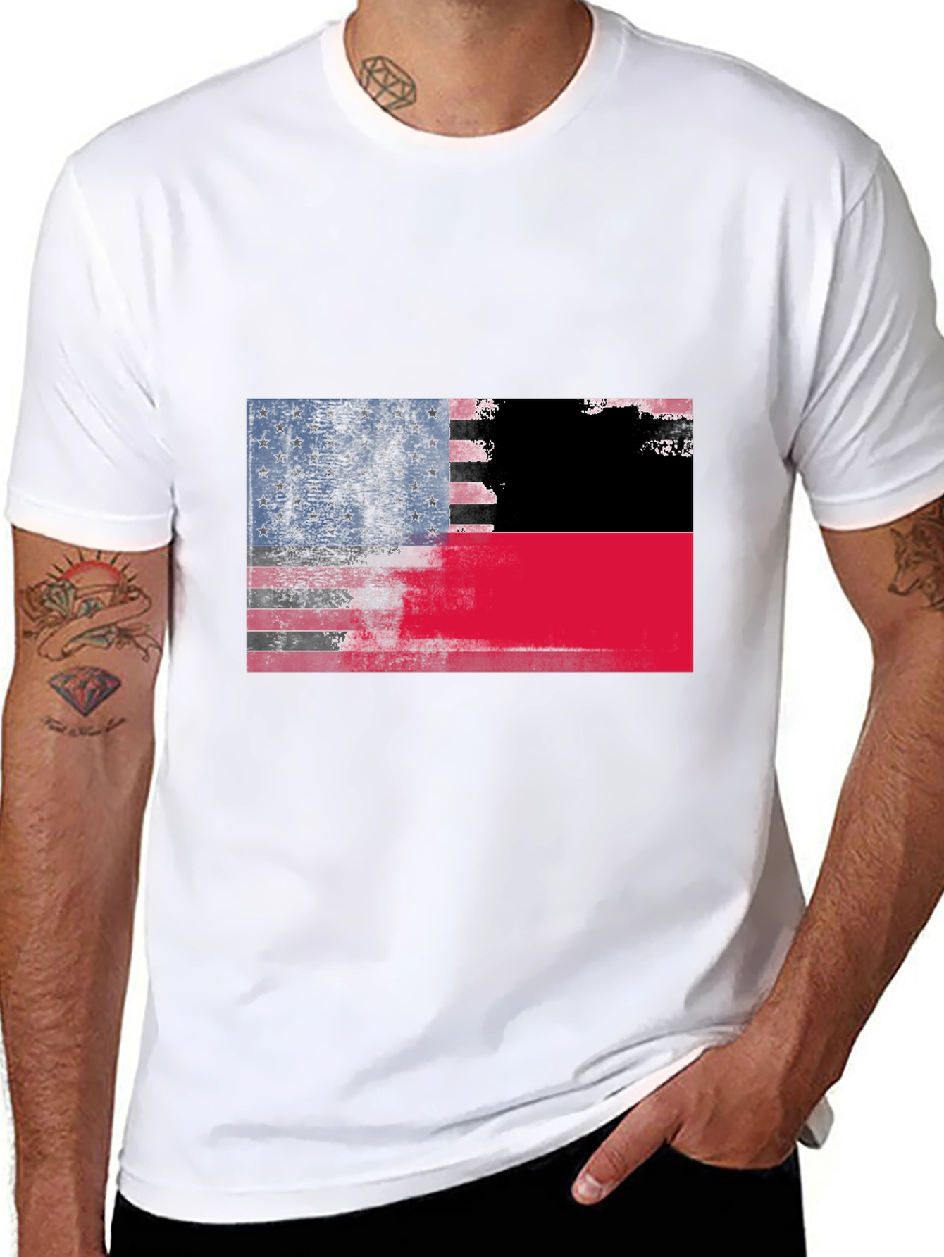 USA/Palestine Flag Graphic T-Shirt