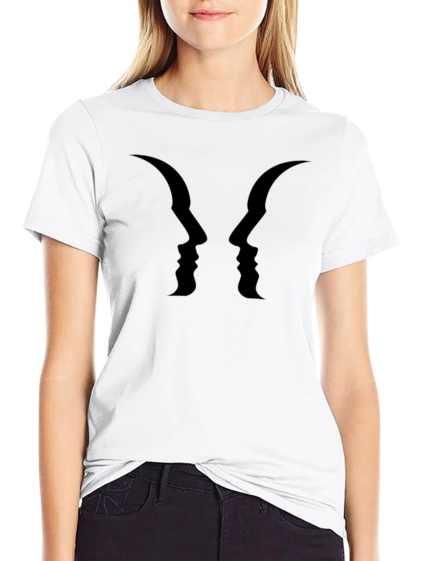 Optical Illusion Face Profile Graphic Tee