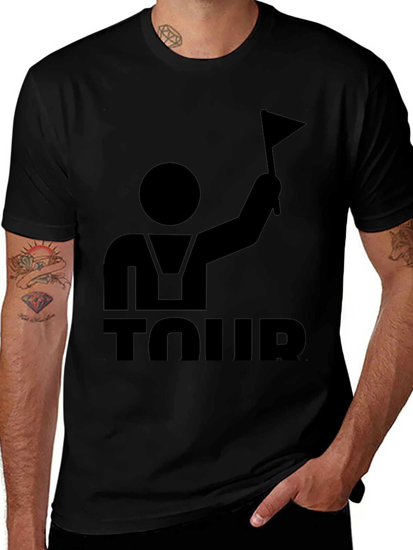 Mens Black Tour Graphic T-Shirt